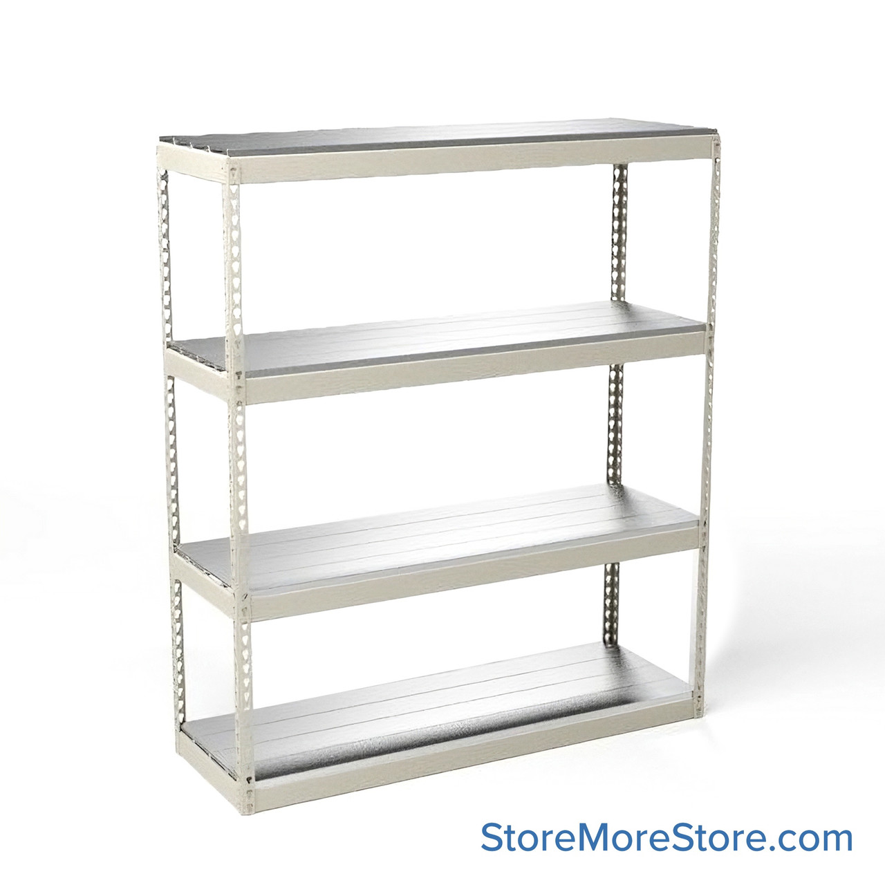 Bulk Storage Racks, 72" W x 24" D x 84" H, Angle Beam, Steel Decking