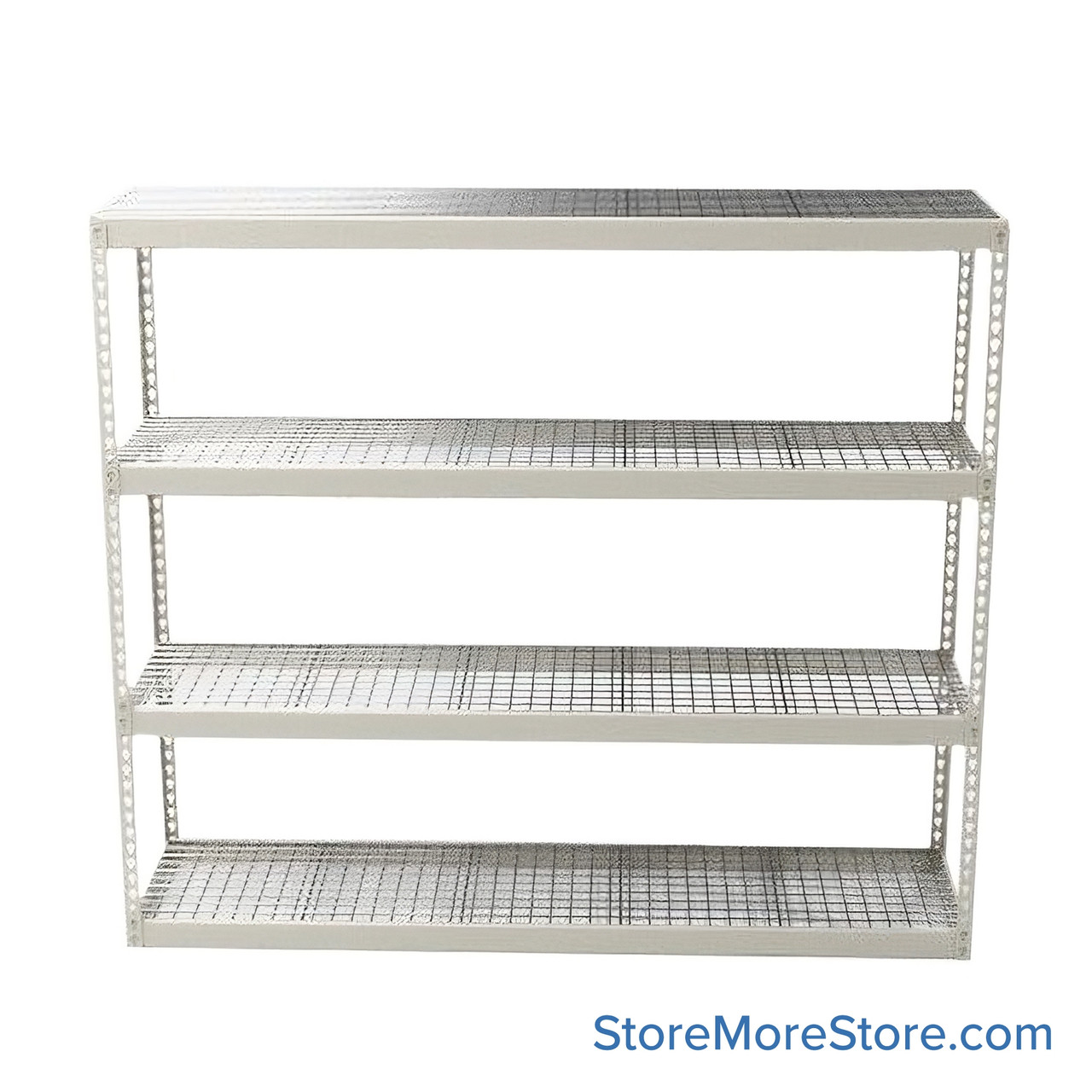 Bulk Storage Racks, 96" W x 24" D x 84" H, Angle Beam, Wire Decking