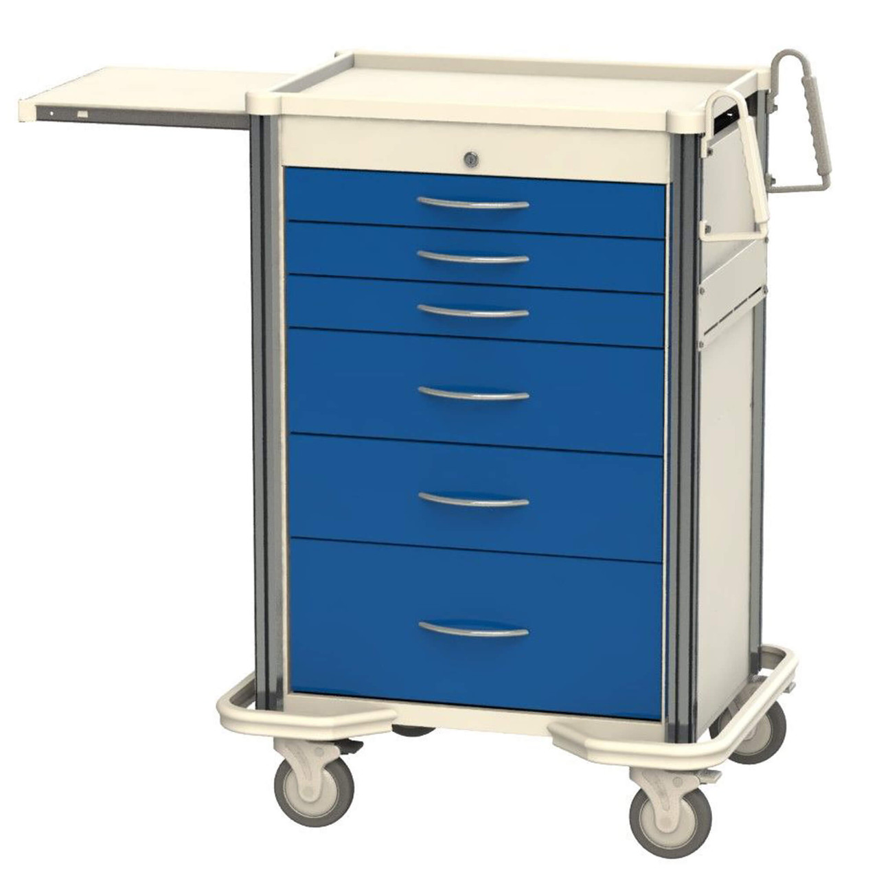 Aluminum and Steel Anesthesia Carts, 32" W x 25" D x 43.5" H, 3 Small, 2 Medium, 1 Large, Push Button Lock w/ Key Override