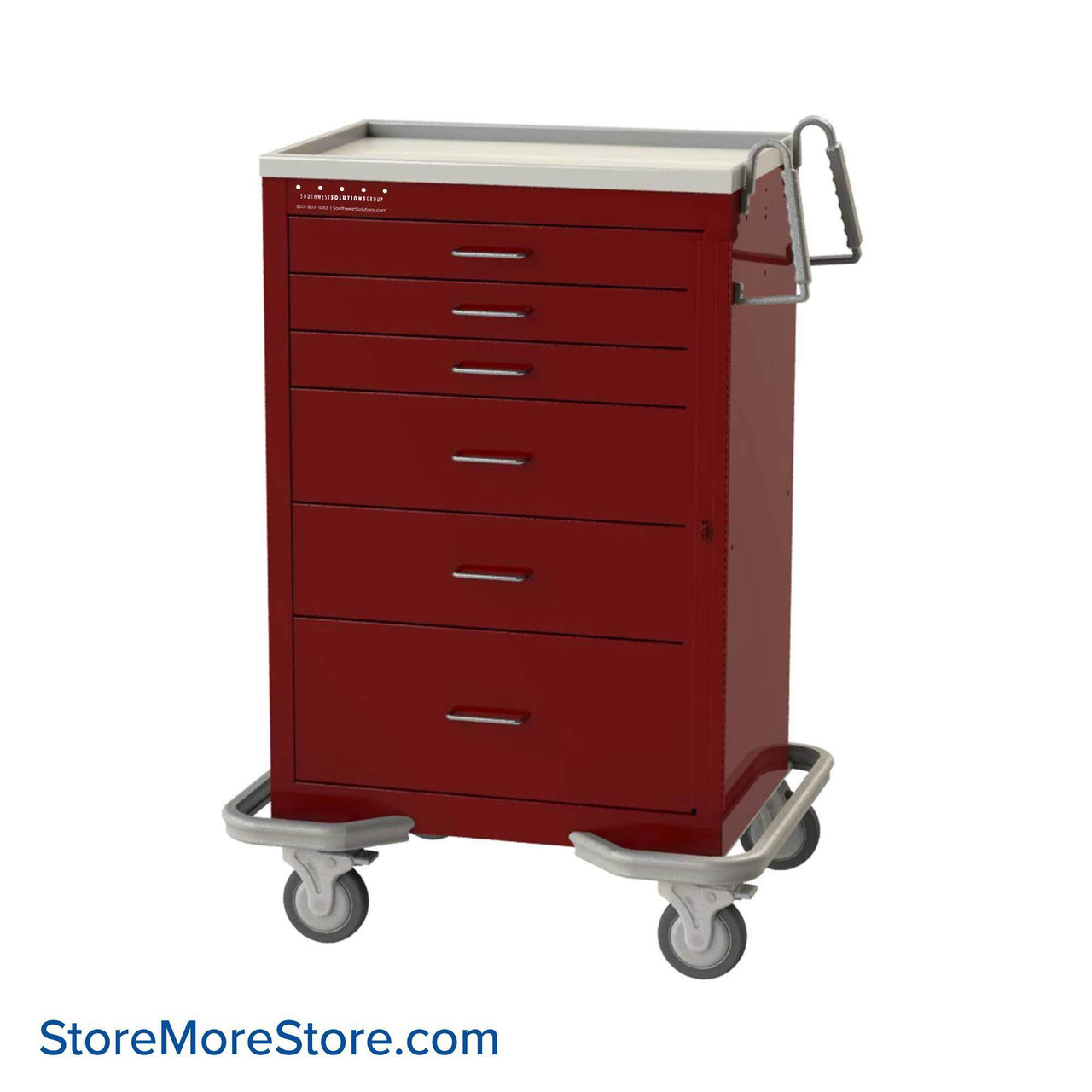 Hospital Crash Cart, 46" High, Three 3", Two 6", One 9" Drawers, 4" Chrome Plated Handle, Steel