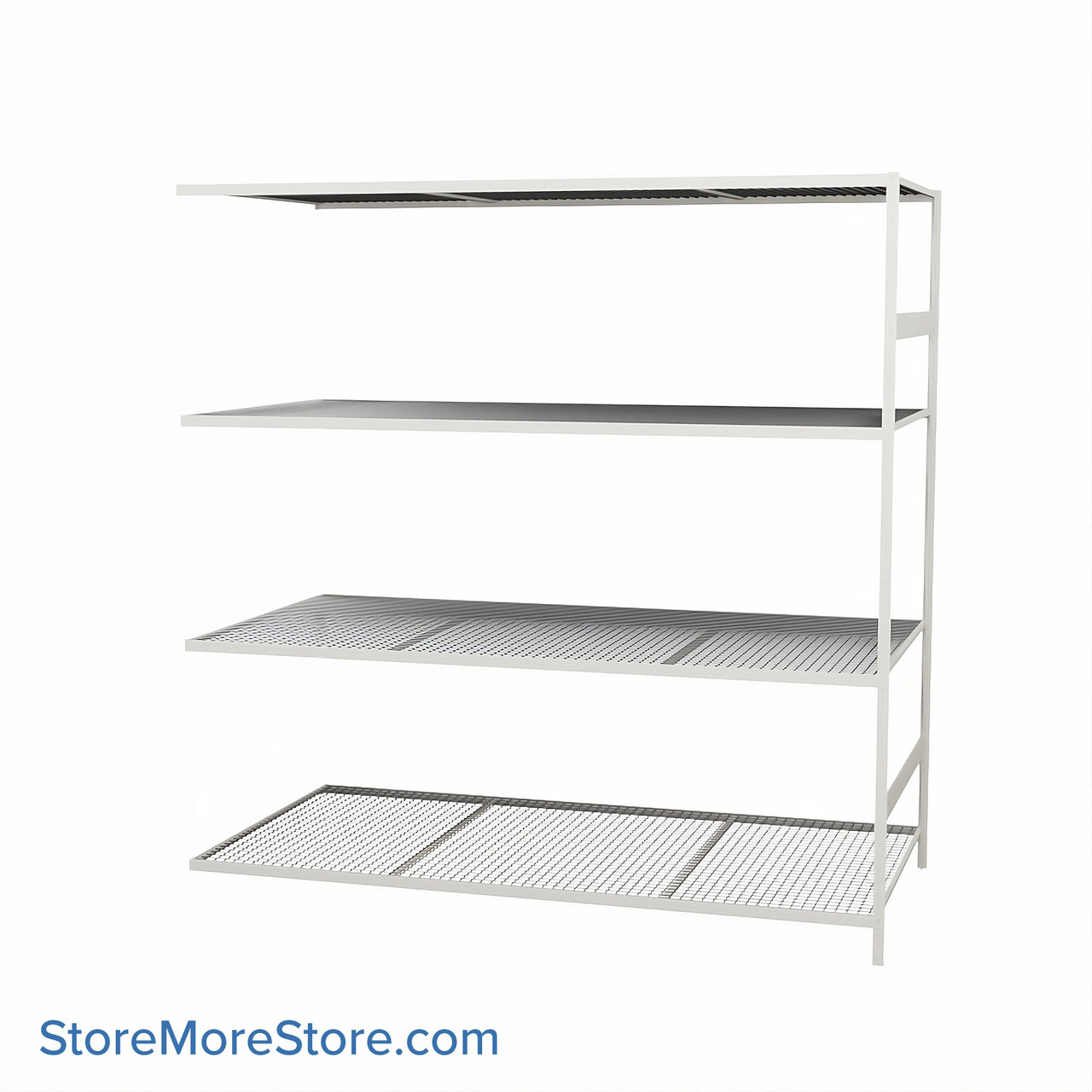Wide Span Shelving, 96" W x 48" D x 99" H, Open - Adder, Heavy-Duty (12-Gauge), Wire, 4 Adjustable Levels