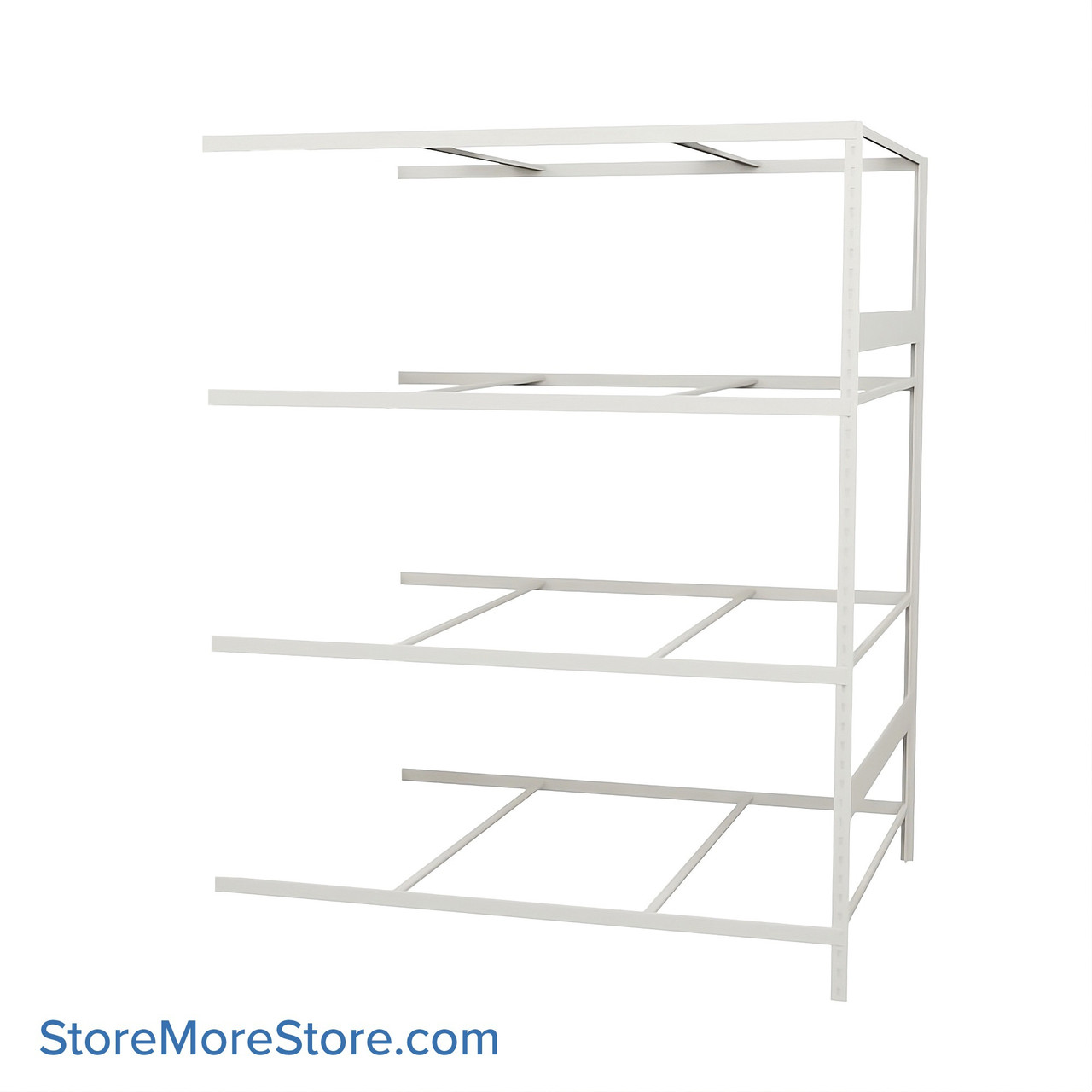 Wide Span Shelving, 60" W x 48" D x 75" H, Open - Adder, Medium-Duty (14-Gauge), No Decking, 4 Adjustable Levels