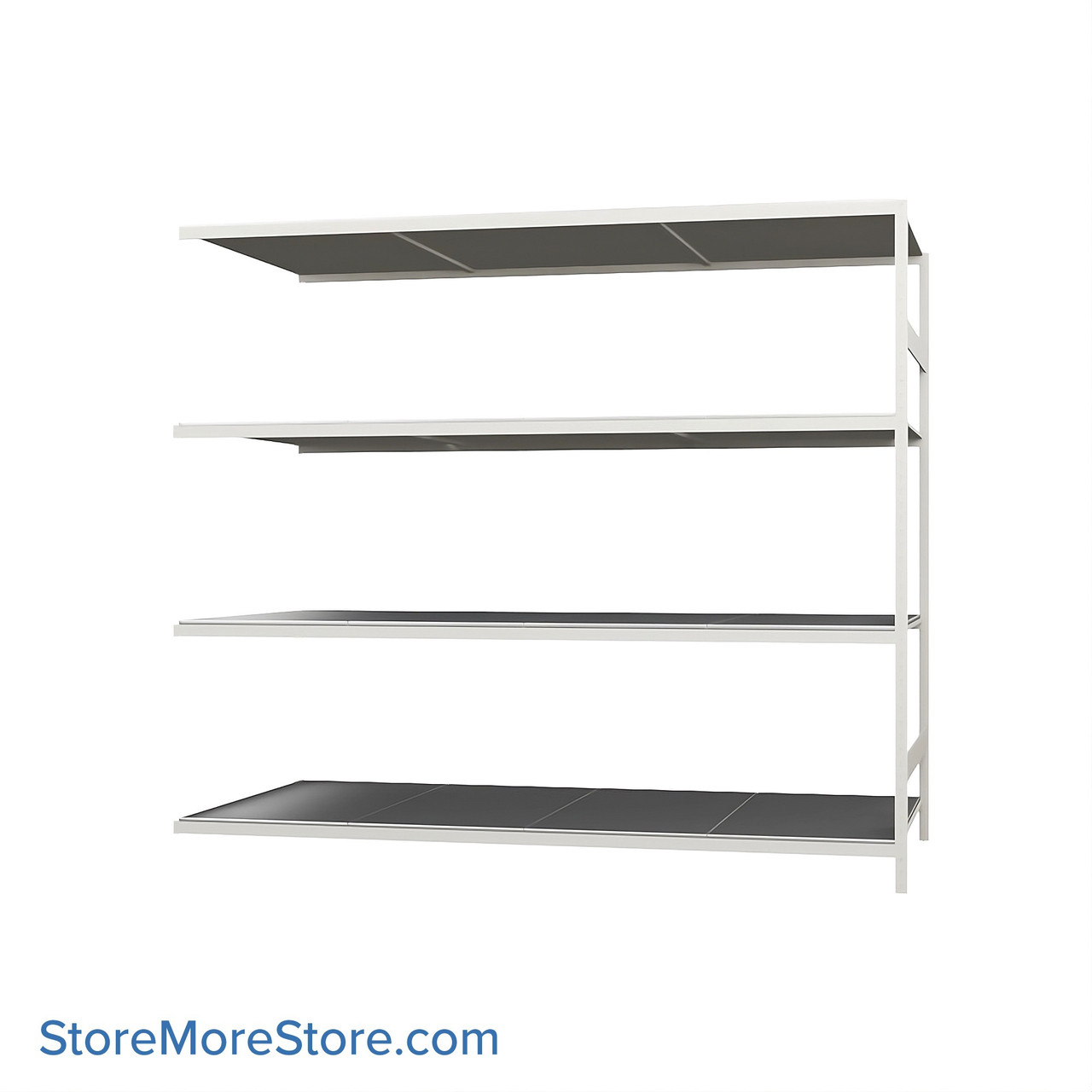 Wide Span Shelving, 96" W x 48" D x 87" H, Open - Adder, Heavy-Duty (12-Gauge), Steel, 4 Adjustable Levels