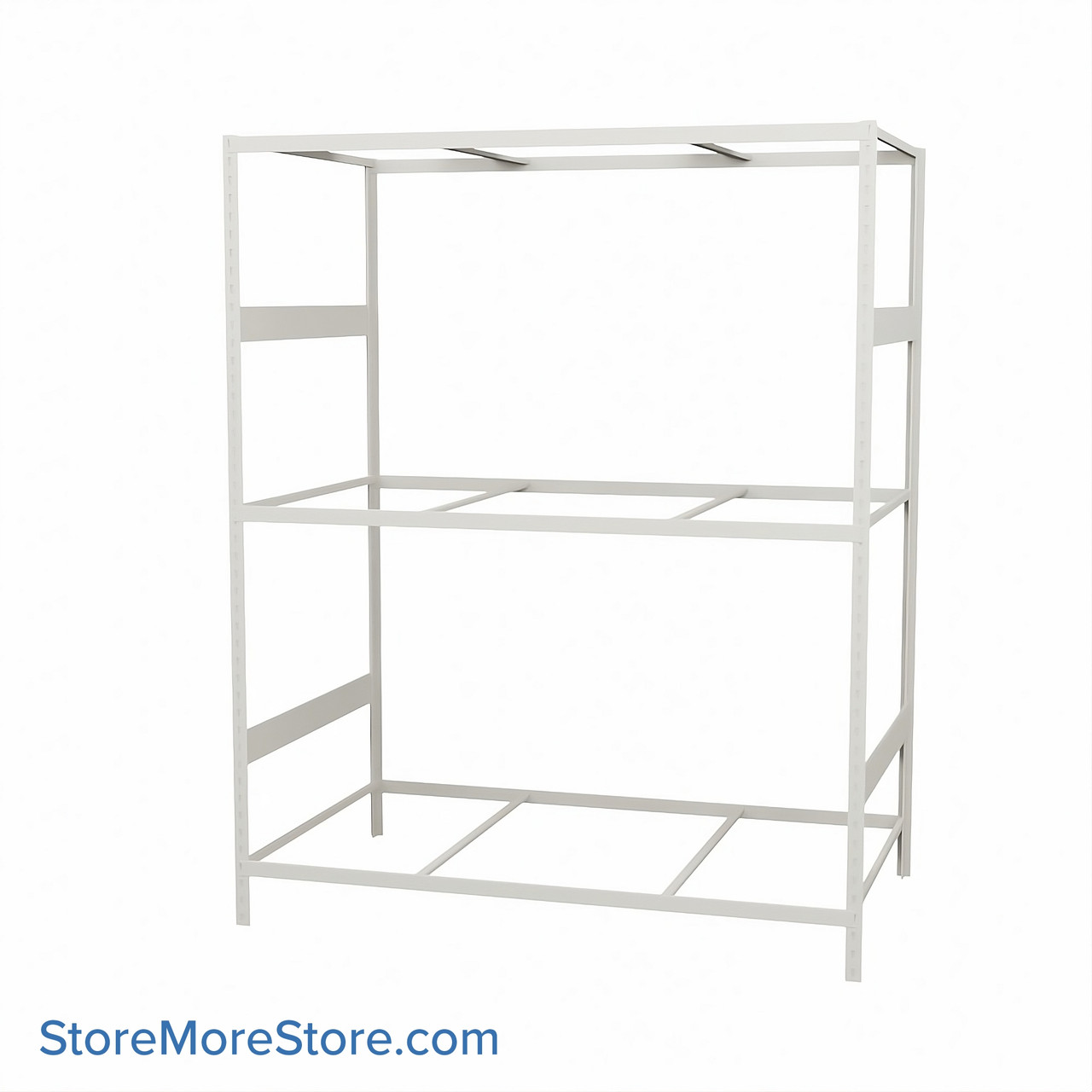 Wide Span Shelving, 60" W x 36" D x 75" H, Open - Starter, Medium-Duty (14-Gauge), No Decking, 3 Adjustable Levels