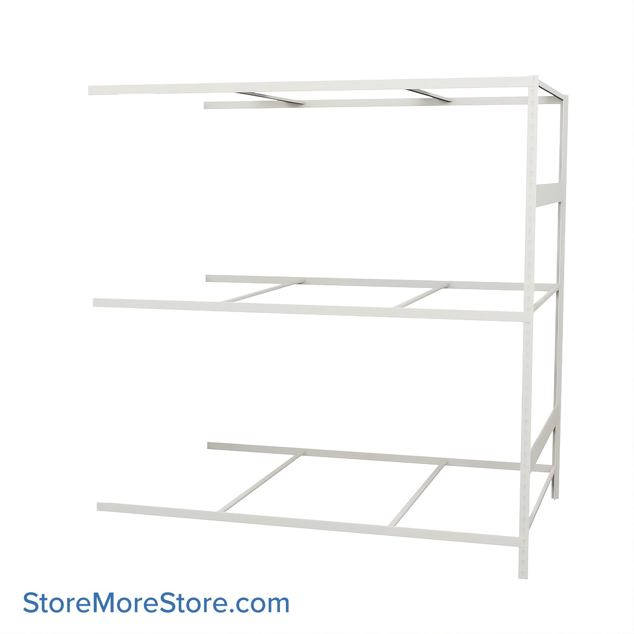 Wide Span Shelving, 72" W x 48" D x 75" H, Open - Adder, Medium-Duty (14-Gauge), No Decking, 3 Adjustable Levels