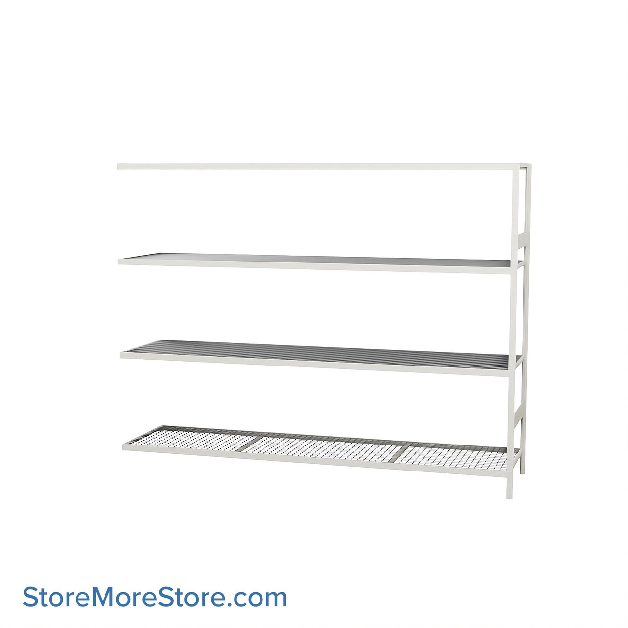 Wide Span Shelving, 96" W x 24" D x 75" H, Open - Adder, Heavy-Duty (12-Gauge), Wire, 4 Adjustable Levels