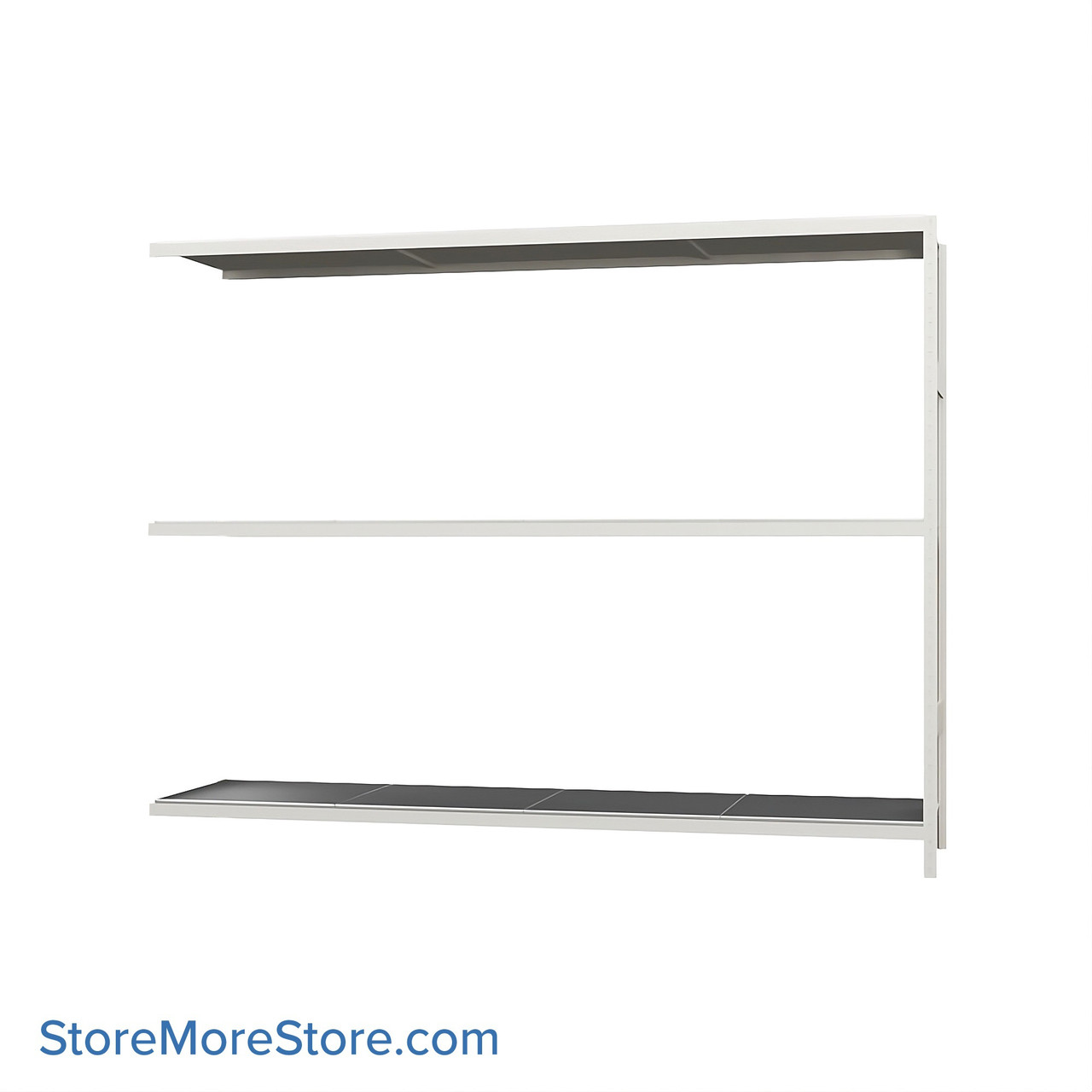 Wide Span Shelving, 96" W x 24" D x 75" H, Open - Adder, Heavy-Duty (12-Gauge), Steel, 3 Adjustable Levels