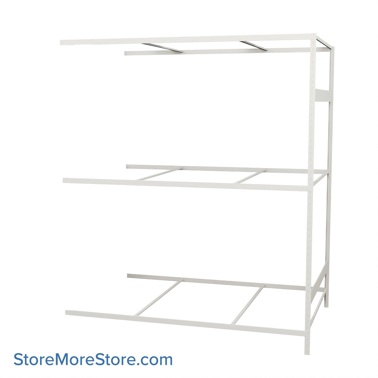 Wide Span Shelving, 72" W x 48" D x 87" H, Open - Adder, Medium-Duty (14-Gauge), No Decking, 3 Adjustable Levels