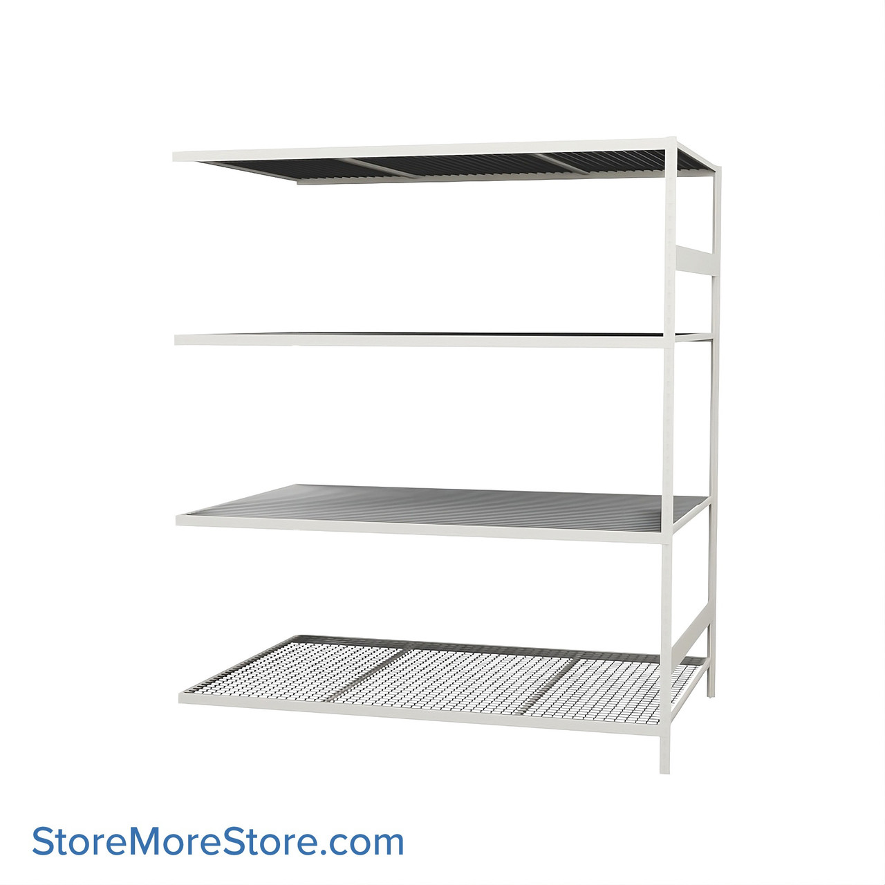 Wide Span Shelving, 72" W x 48" D x 87" H, Open - Adder, Medium-Duty (14-Gauge), Wire, 4 Adjustable Levels