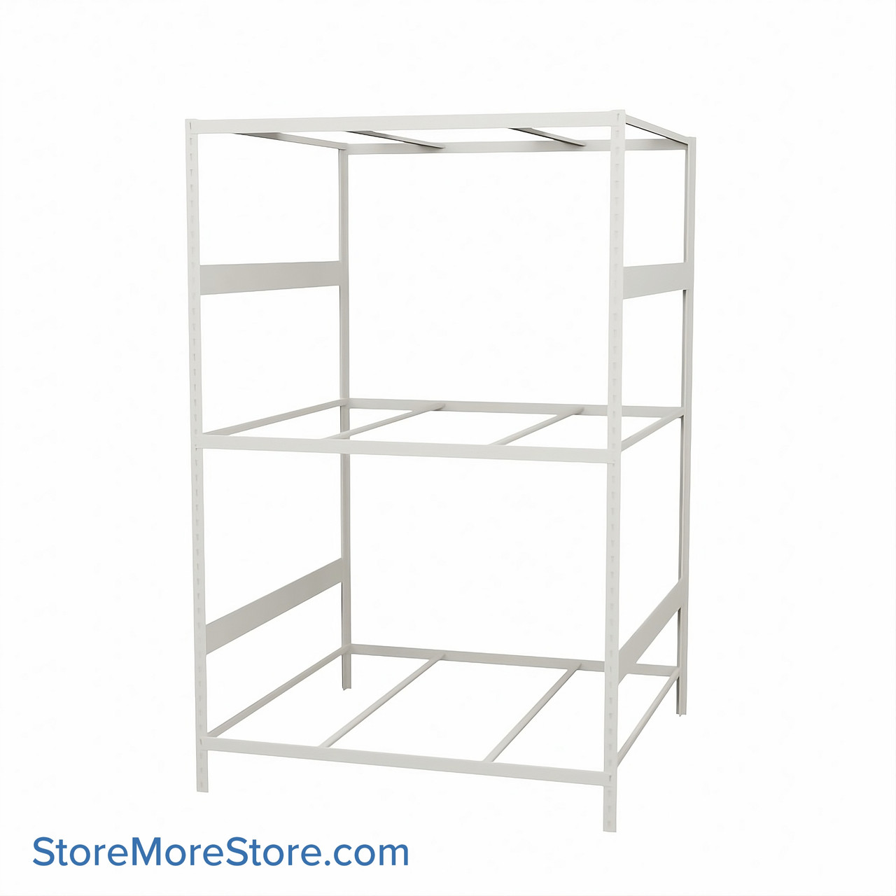 Wide Span Shelving, 48" W x 48" D x 75" H, Open - Starter, Medium-Duty (14-Gauge), No Decking, 3 Adjustable Levels