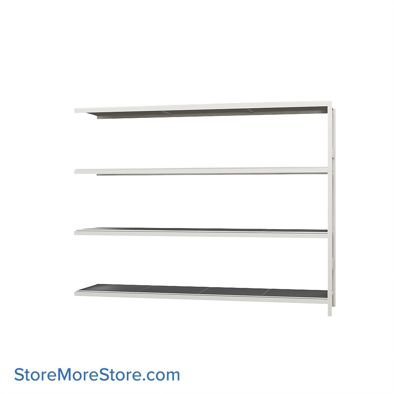 Wide Span Shelving, 96" W x 24" D x 75" H, Open - Adder, Heavy-Duty (12-Gauge), Steel, 4 Adjustable Levels