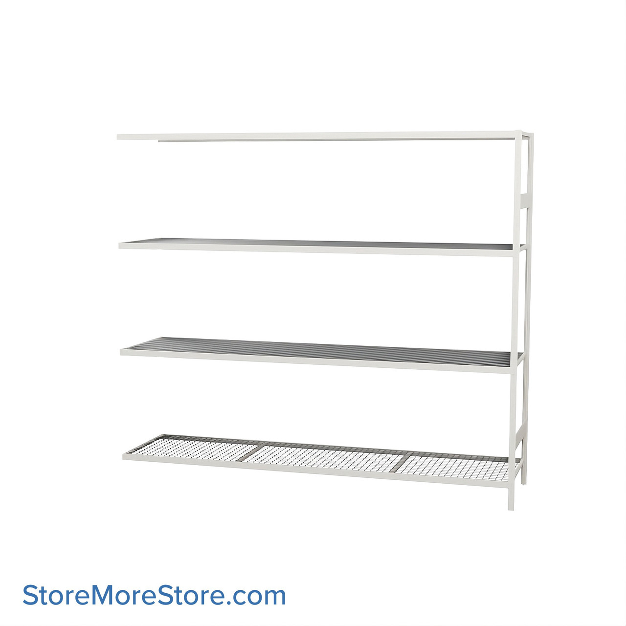 Wide Span Shelving, 96" W x 24" D x 87" H, Open - Adder, Heavy-Duty (12-Gauge), Wire, 4 Adjustable Levels
