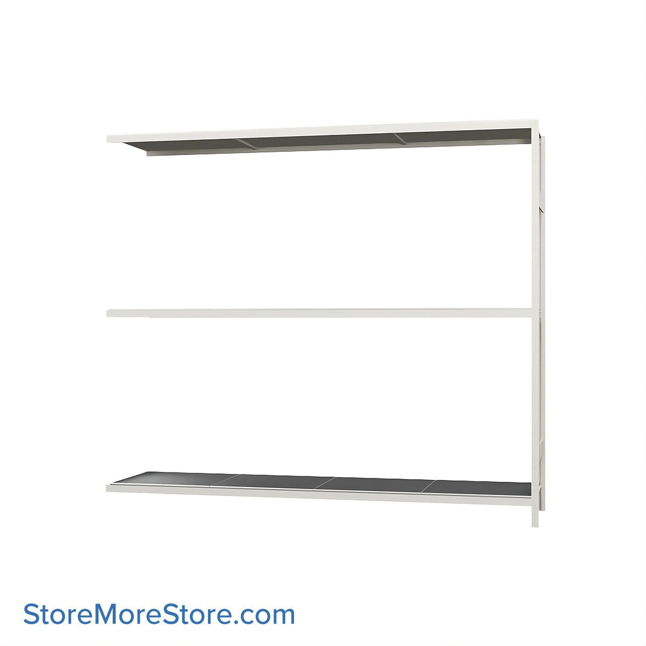 Wide Span Shelving, 96" W x 24" D x 87" H, Open - Adder, Heavy-Duty (12-Gauge), Steel, 3 Adjustable Levels