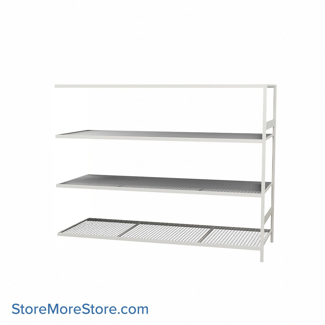 Wide Span Shelving, 96" W x 36" D x 75" H, Open - Adder, Heavy-Duty (12-Gauge), Wire, 4 Adjustable Levels