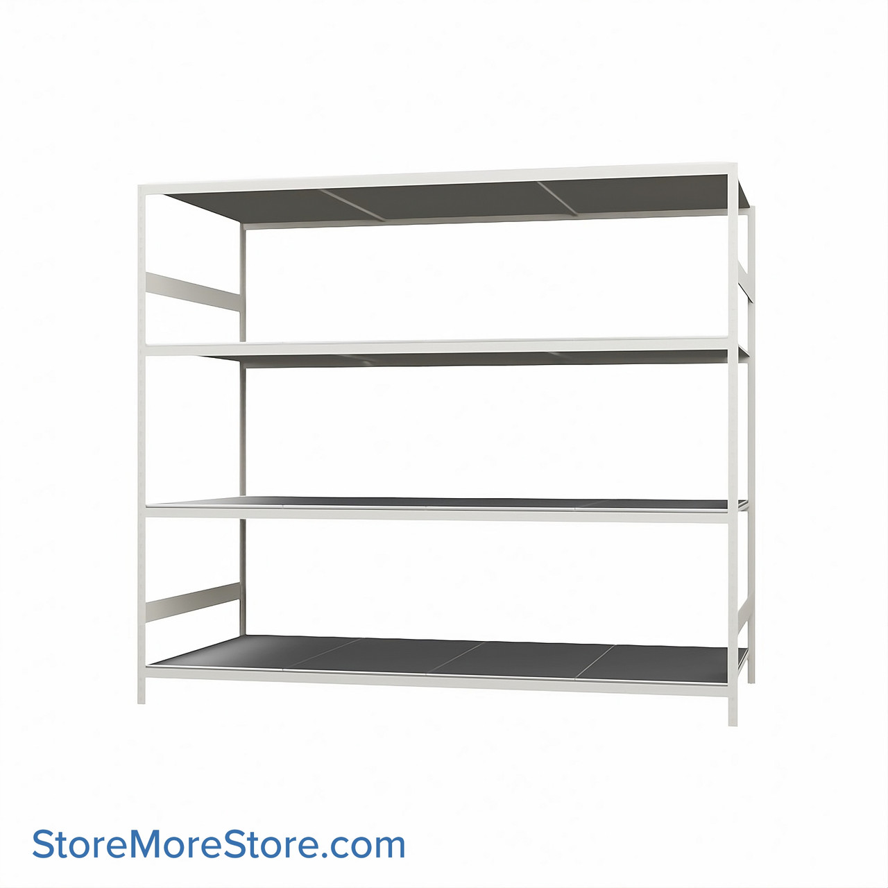 Wide Span Shelving, 96" W x 48" D x 87" H, Open - Starter, Heavy-Duty (12-Gauge), Steel, 4 Adjustable Levels