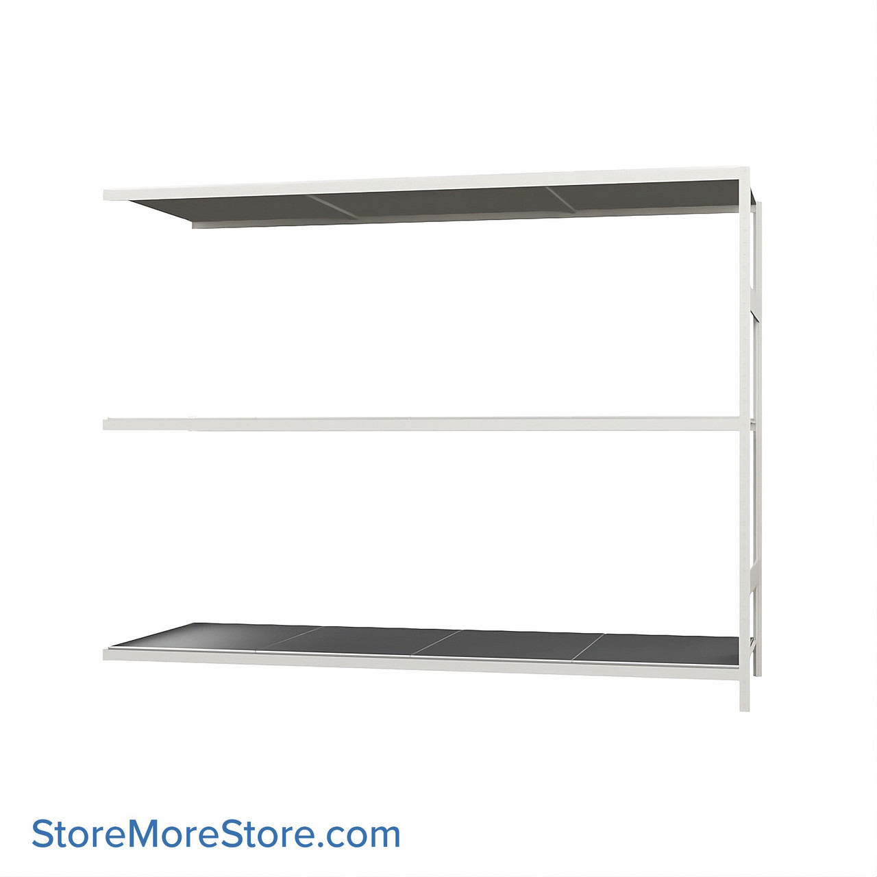 Wide Span Shelving, 96" W x 36" D x 75" H, Open - Adder, Heavy-Duty (12-Gauge), Steel, 3 Adjustable Levels