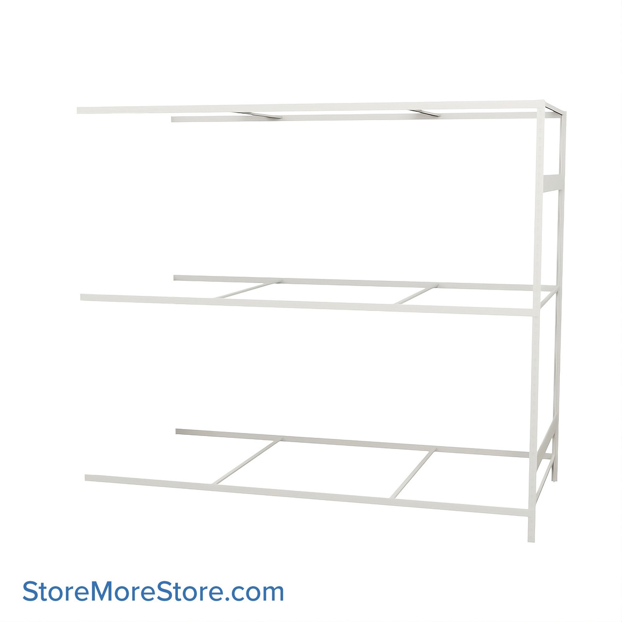 Wide Span Shelving, 96" W x 48" D x 87" H, Open - Adder, Heavy-Duty (12-Gauge), No Decking, 3 Adjustable Levels