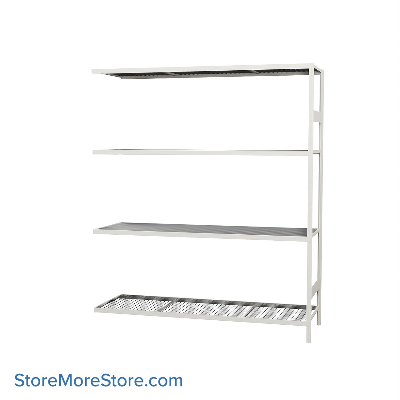 Wide Span Shelving, 72" W x 24" D x 87" H, Open - Adder, Medium-Duty (14-Gauge), Wire, 4 Adjustable Levels