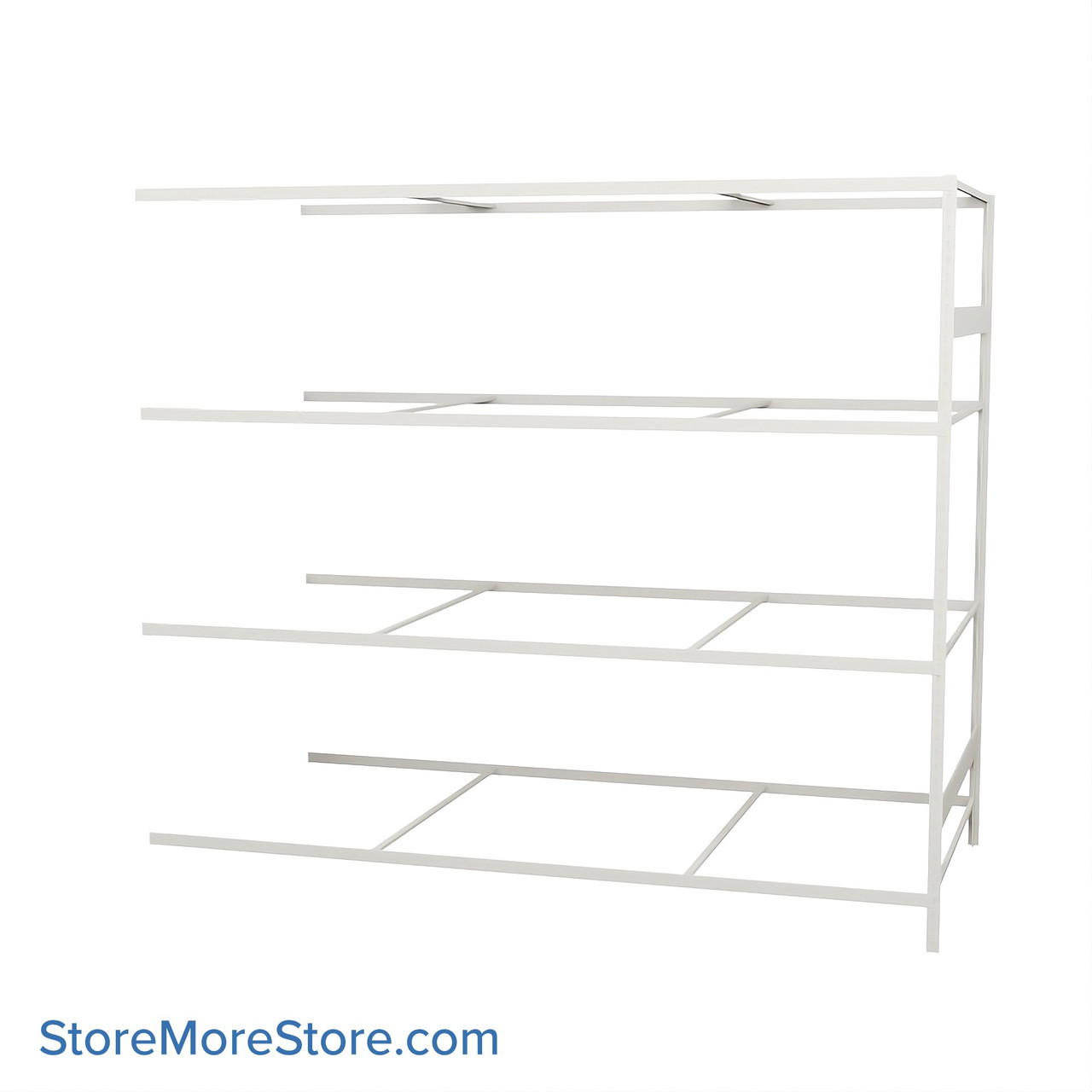 Wide Span Shelving, 96" W x 48" D x 87" H, Open - Adder, Heavy-Duty (12-Gauge), No Decking, 4 Adjustable Levels