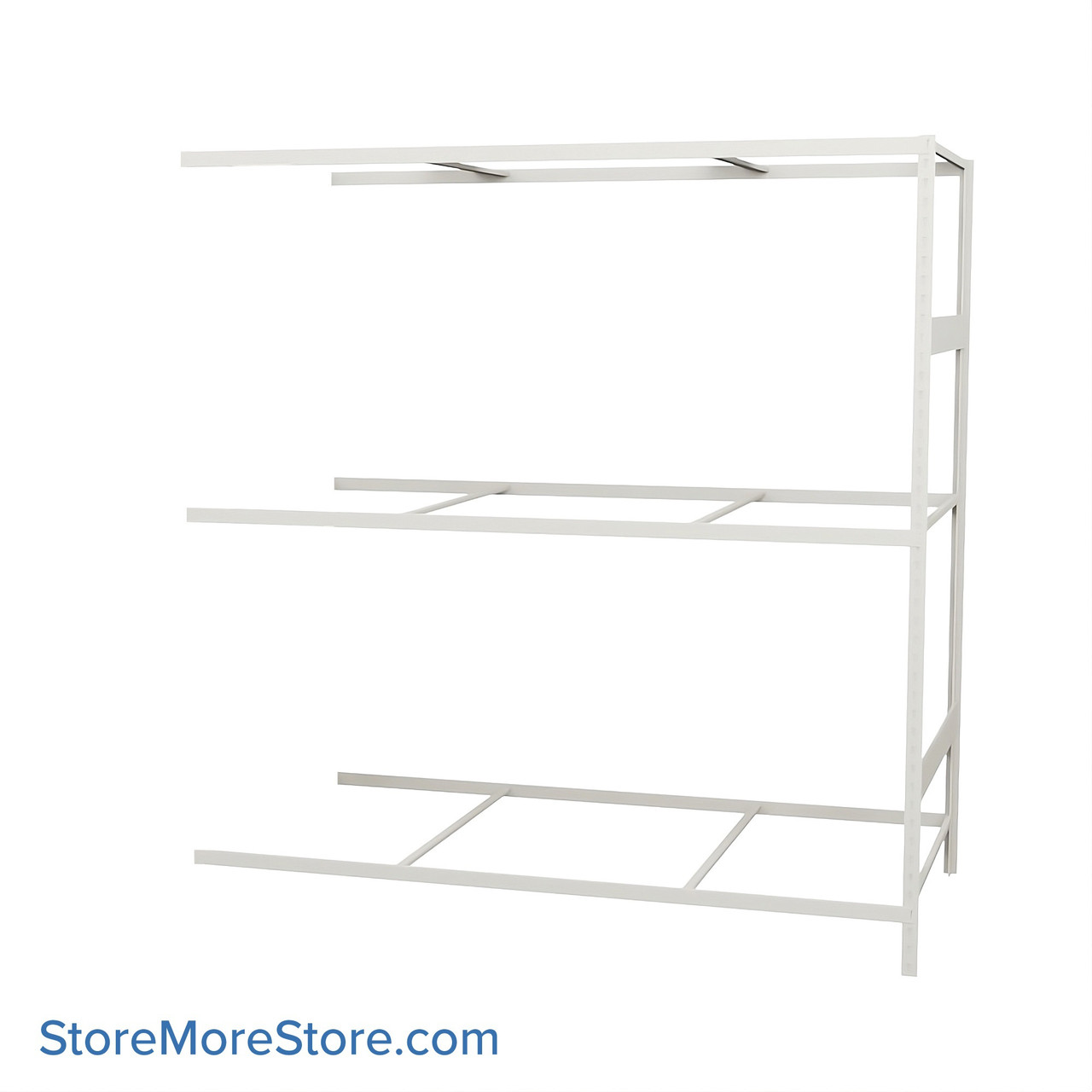 Wide Span Shelving, 72" W x 36" D x 75" H, Open - Adder, Medium-Duty (14-Gauge), No Decking, 3 Adjustable Levels