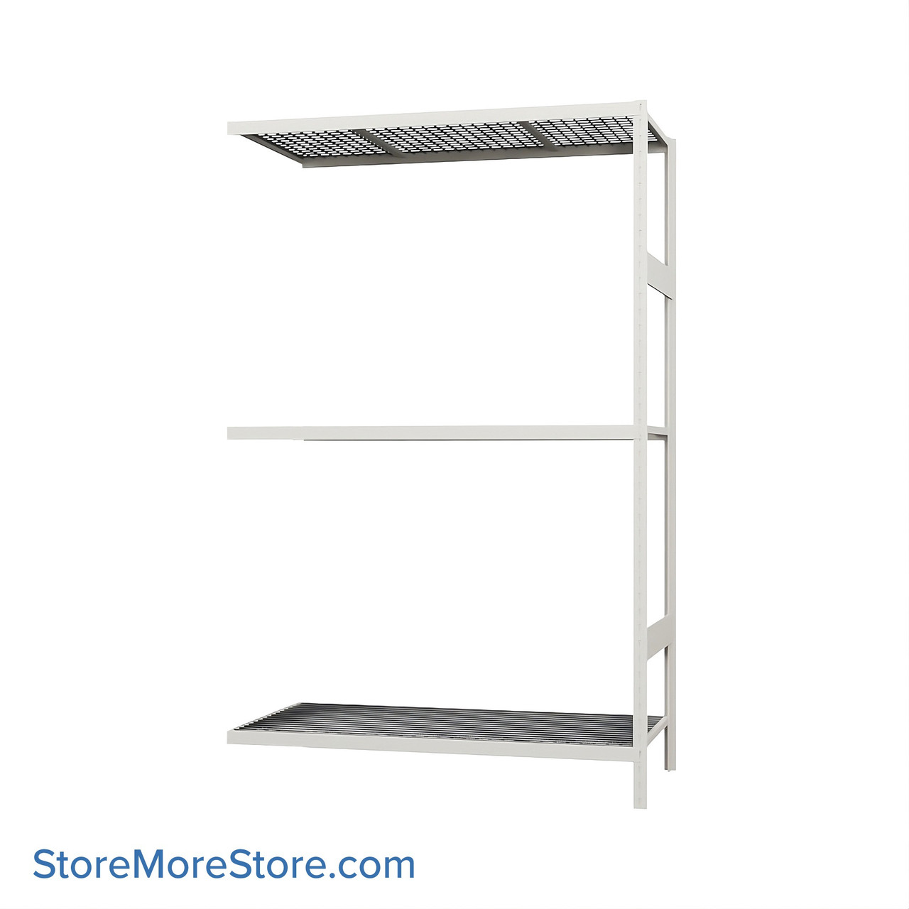 Wide Span Shelving, 48" W x 24" D x 75" H, Open - Adder, Medium-Duty (14-Gauge), Wire, 3 Adjustable Levels