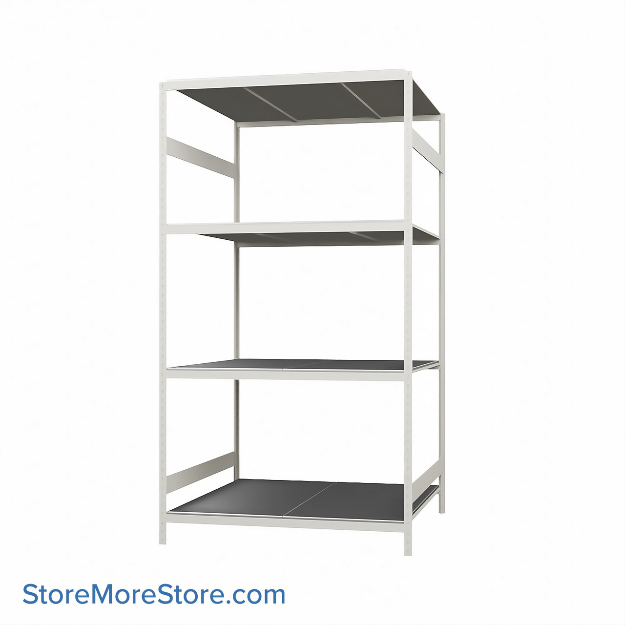 Wide Span Shelving, 48" W x 48" D x 87" H, Open - Starter, Medium-Duty (14-Gauge), Steel, 4 Adjustable Levels