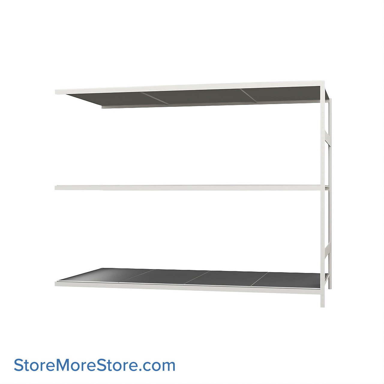 Wide Span Shelving, 96" W x 48" D x 75" H, Open - Adder, Heavy-Duty (12-Gauge), Steel, 3 Adjustable Levels