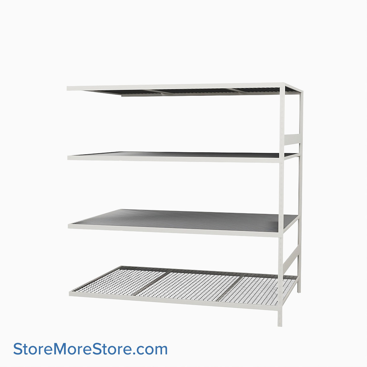 Wide Span Shelving, 72" W x 48" D x 75" H, Open - Adder, Heavy-Duty (12-Gauge), Wire, 4 Adjustable Levels