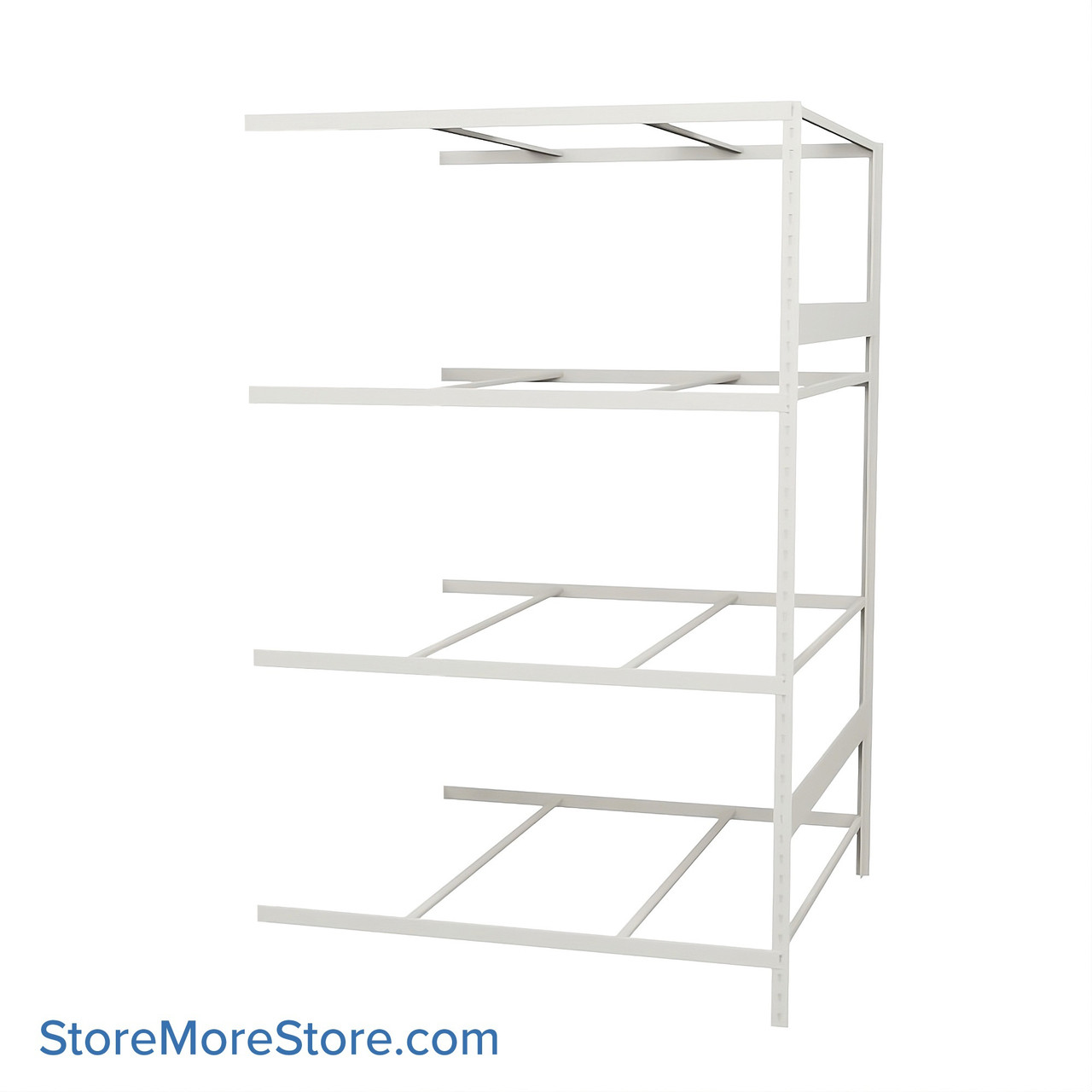 Wide Span Shelving, 48" W x 48" D x 75" H, Open - Adder, Medium-Duty (14-Gauge), No Decking, 4 Adjustable Levels