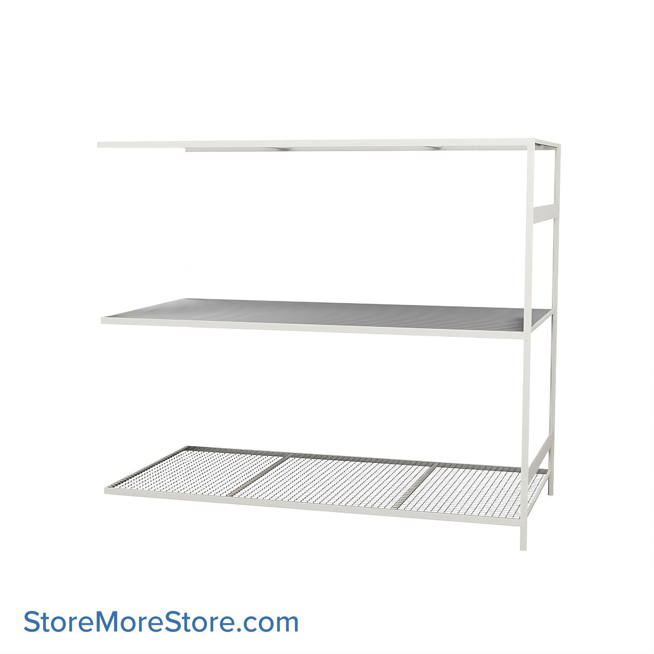 Wide Span Shelving, 96" W x 48" D x 87" H, Open - Adder, Heavy-Duty (12-Gauge), Wire, 3 Adjustable Levels