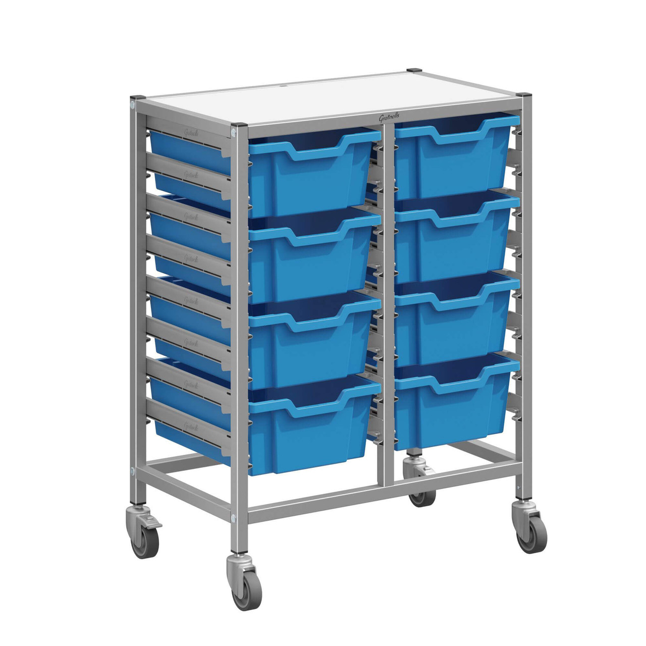Mobile Classroom Cart, 8 Deep Trays