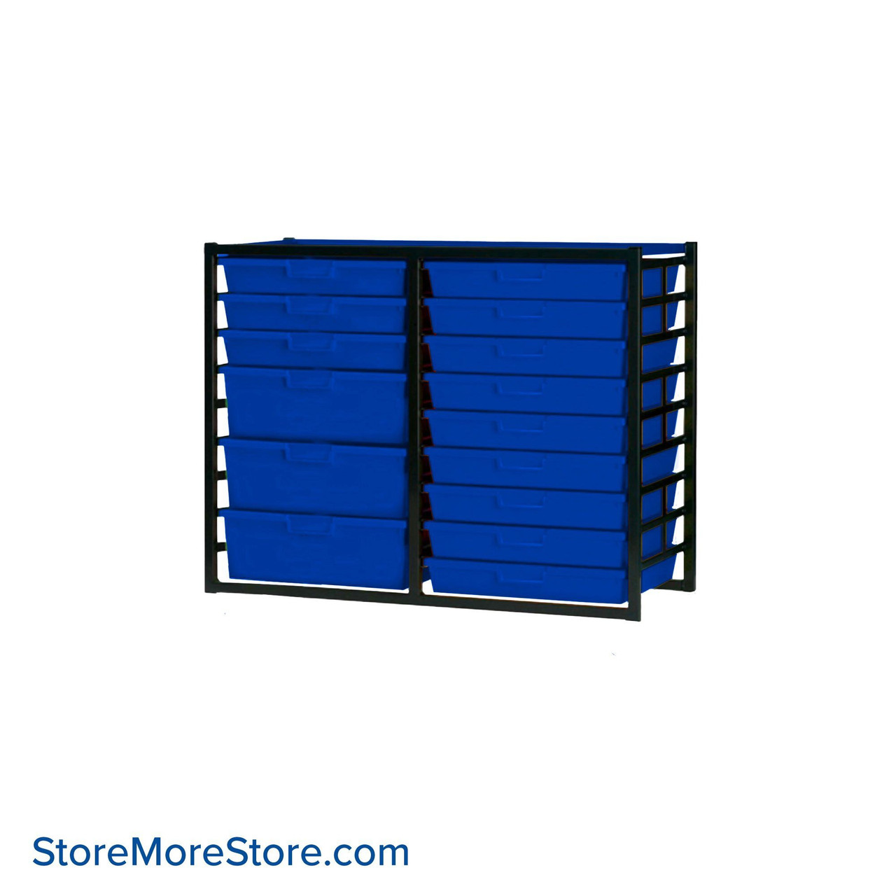 Rolling Carts With Trays, 41.75" W x 18" D x 40.75" H, 1" Welded Metal Frame, 18 Trays, Without Casters