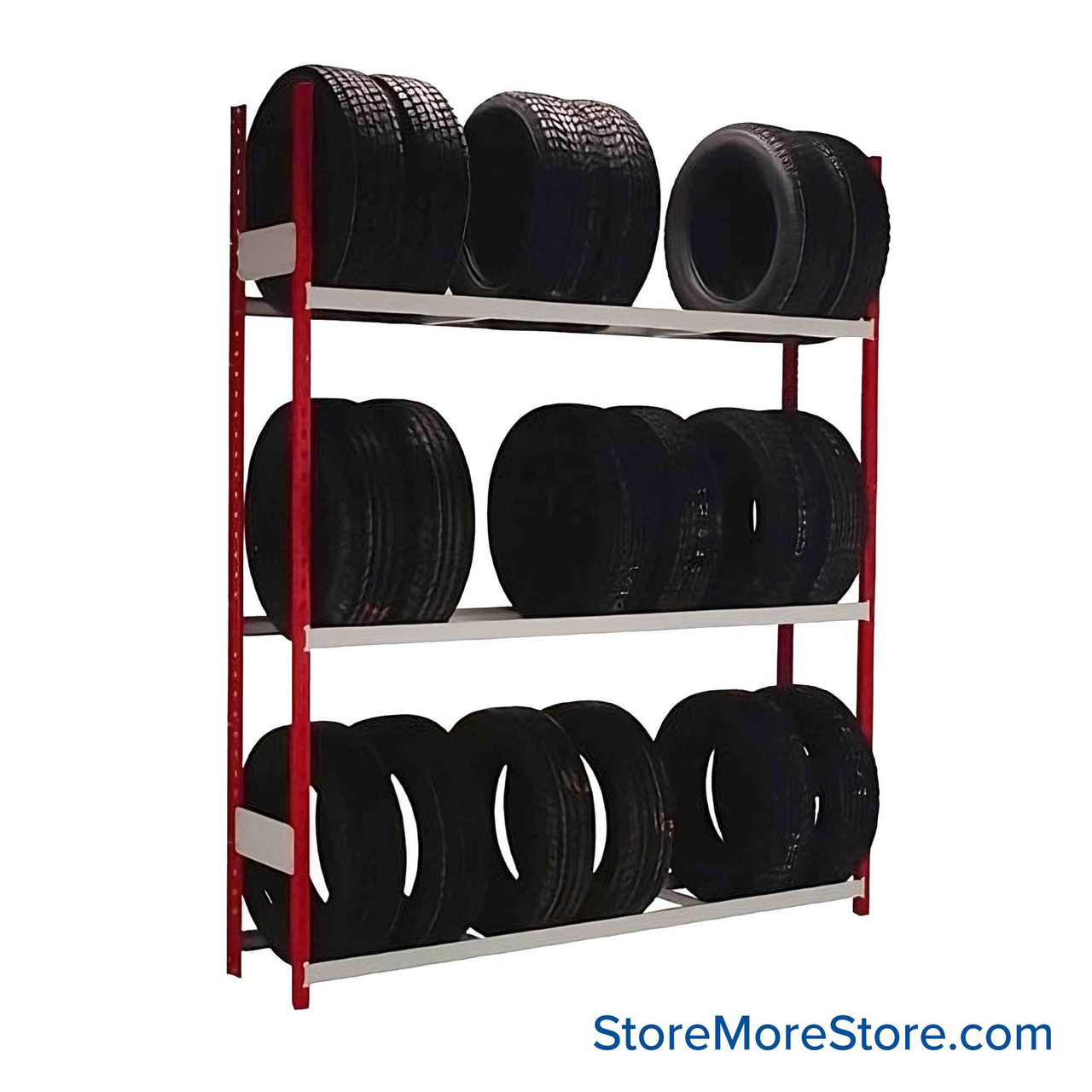 Vertical Tire Storage Rack, 60" W x 15" D x 87" H, 3 (Adjustable) Tire Levels