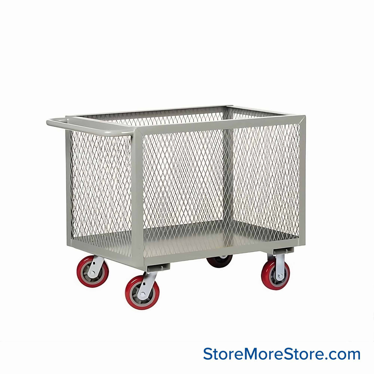 Rolling Box Cart, 60" W x 30" D, Wire Mesh Sides, 6" Polyurethane Casters
