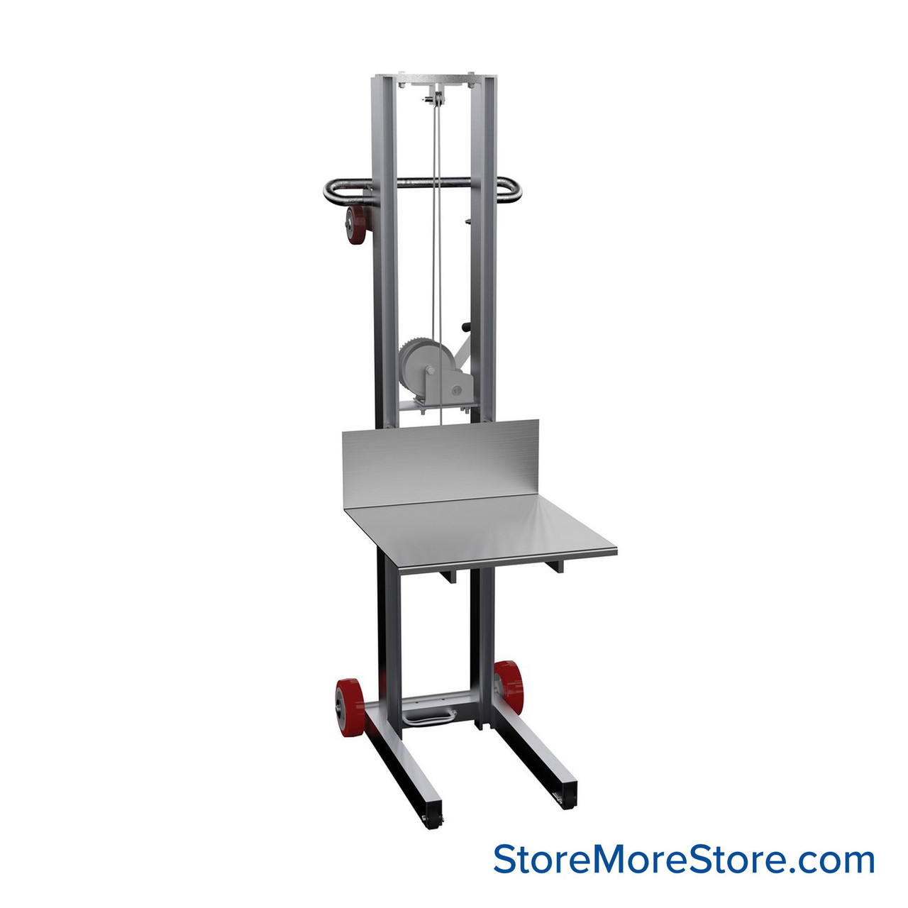 Aluminum Platform Hand Truck, 20" W x 58" H, Hand Winch, 6" x 2" Poly-on-Poly Wheels