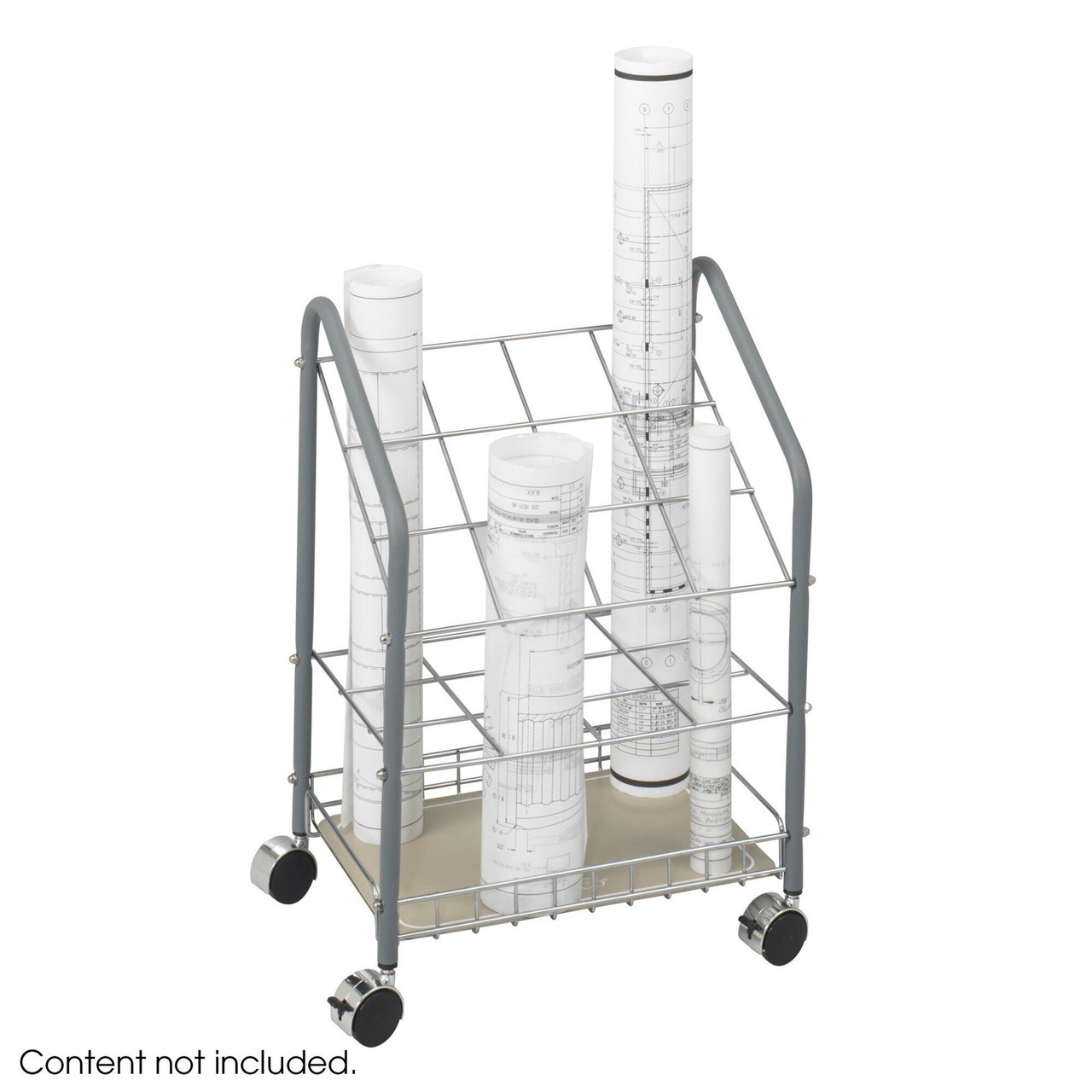 Mobile Wire Rack for Drawings, 12 Compartments