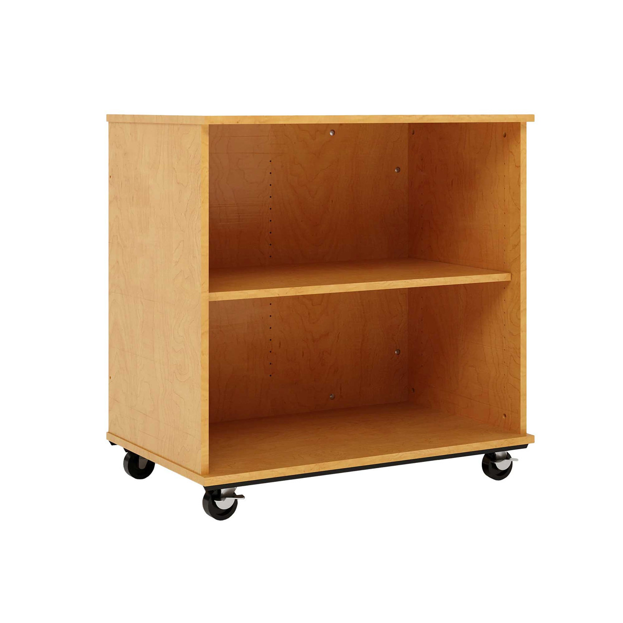 Wood Shelving on Wheels, 36" W x 23" D x 36" H, Single Sided, 1 Adjustable Shelf