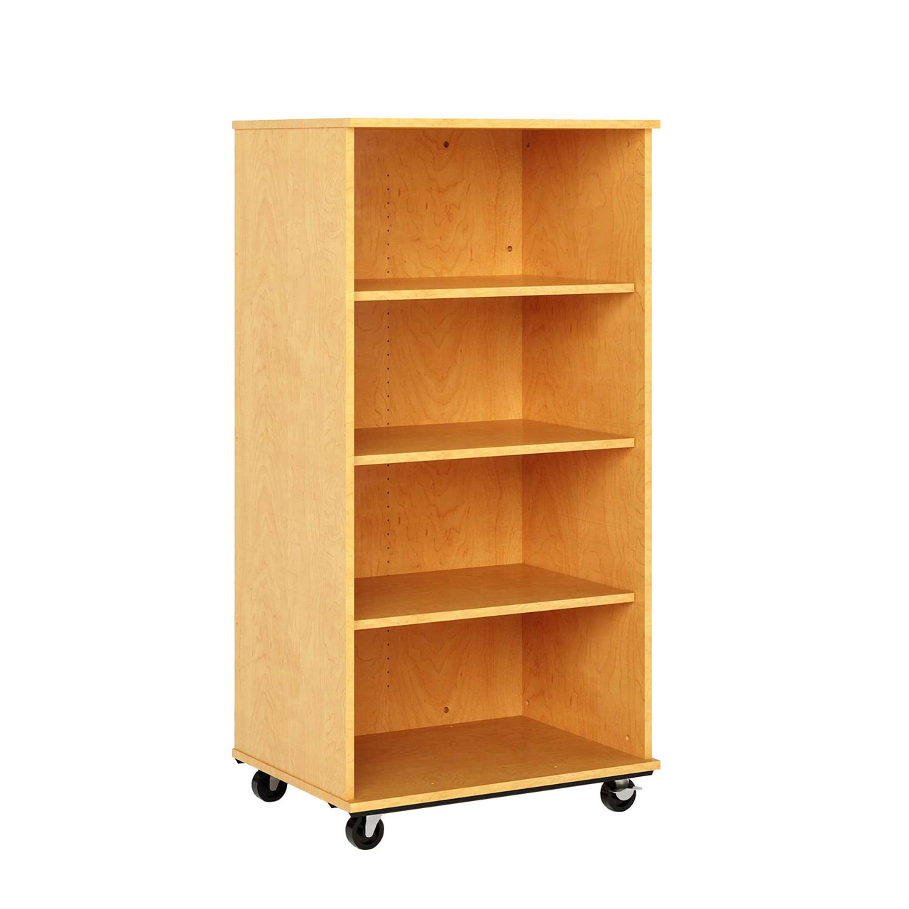 Wood Shelving on Wheels, 30" W x 23" D x 60" H, Single Sided, 3 Adjustable Shelves