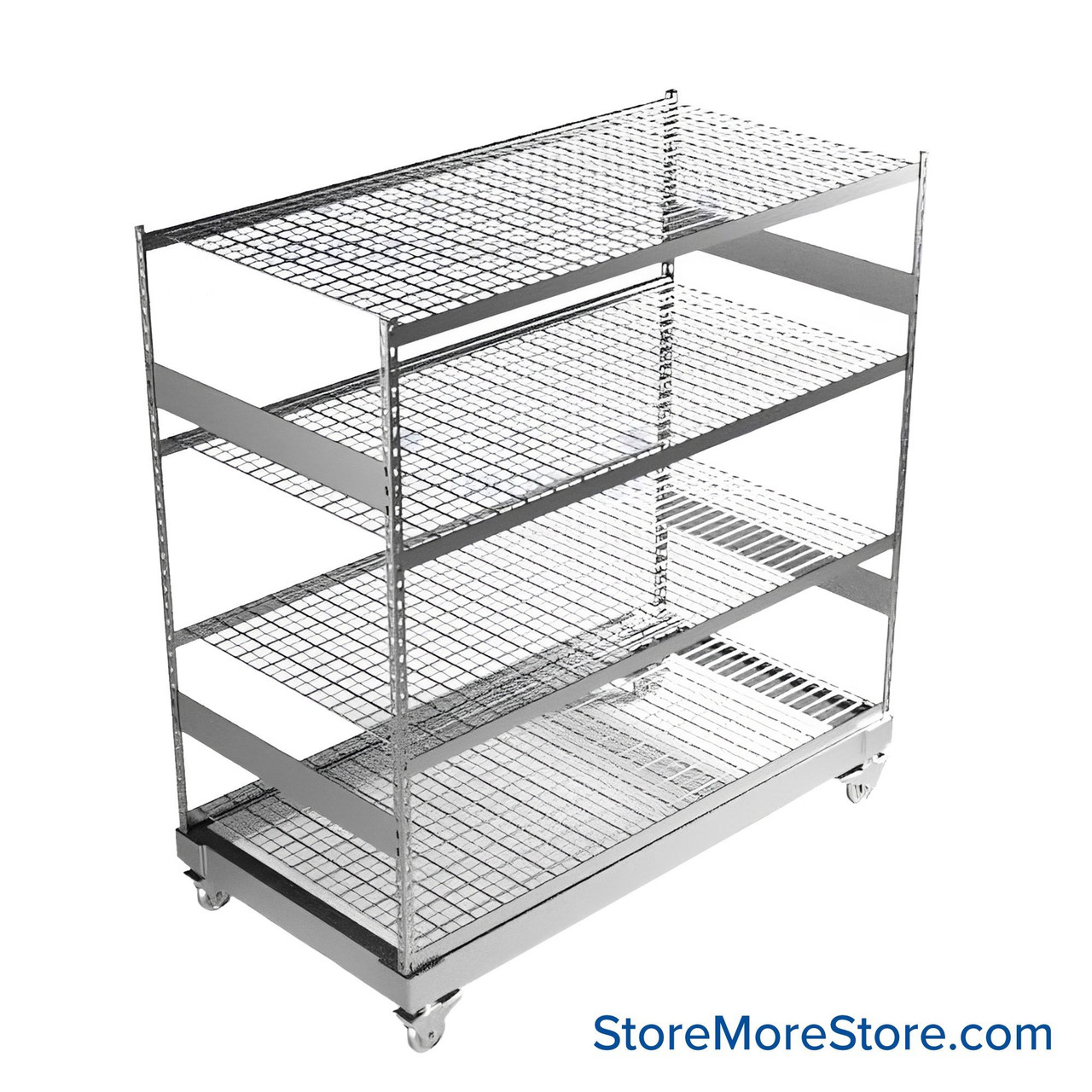 Heavy Duty Shelving on Wheels, 60" W x 24" D x 68.25" H, Wire Decking