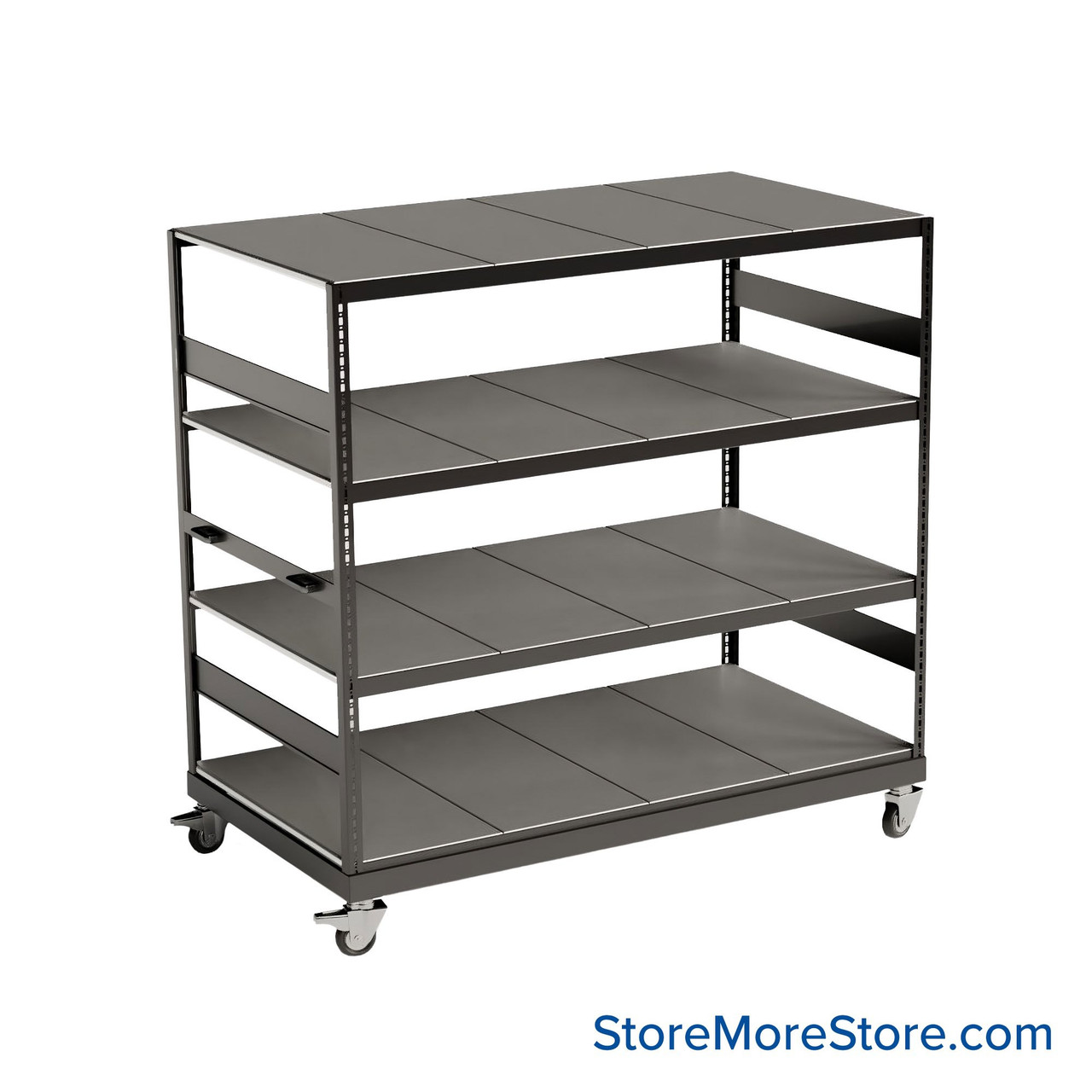 Heavy Duty Shelving on Wheels, 66" W x 30" D x 80.25" H, Steel Decking