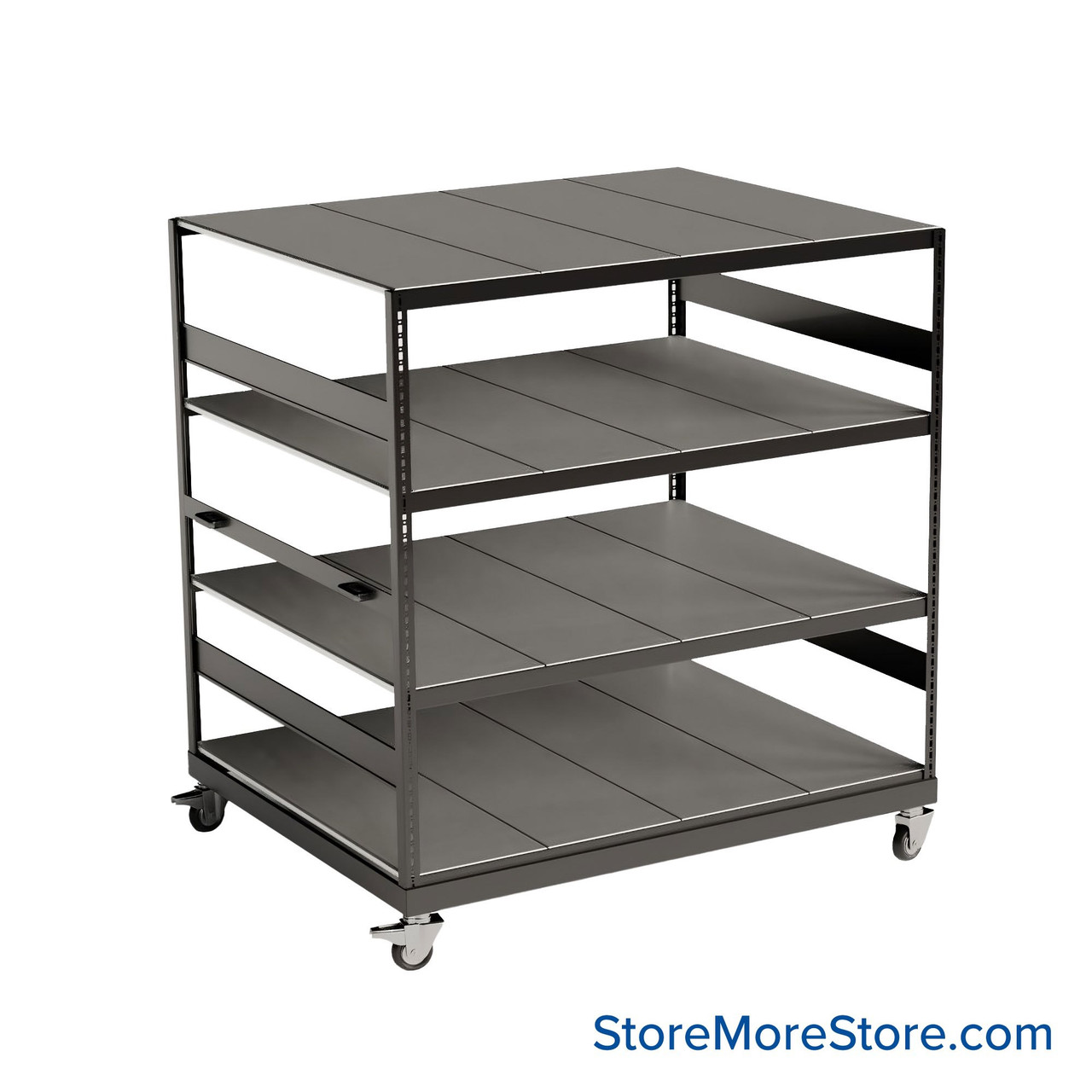 Heavy Duty Shelving on Wheels, 60" W x 48" D x 68.25" H, Steel Decking