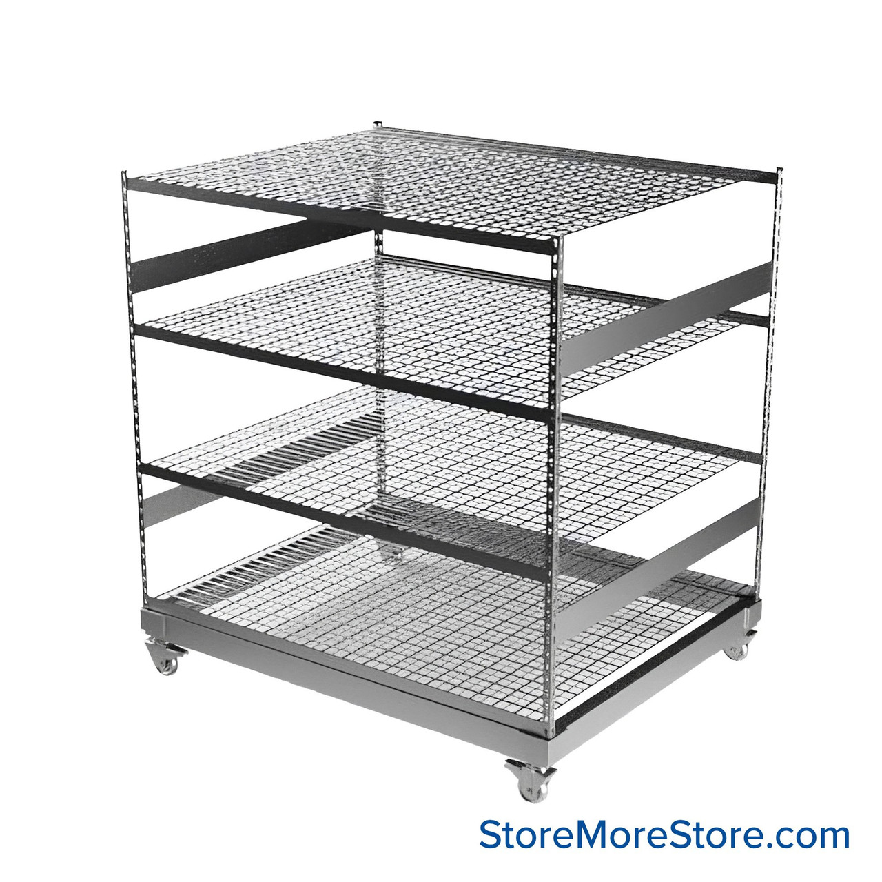 Heavy Duty Shelving on Wheels, 66" W x 48" D x 68.25" H, Wire Decking