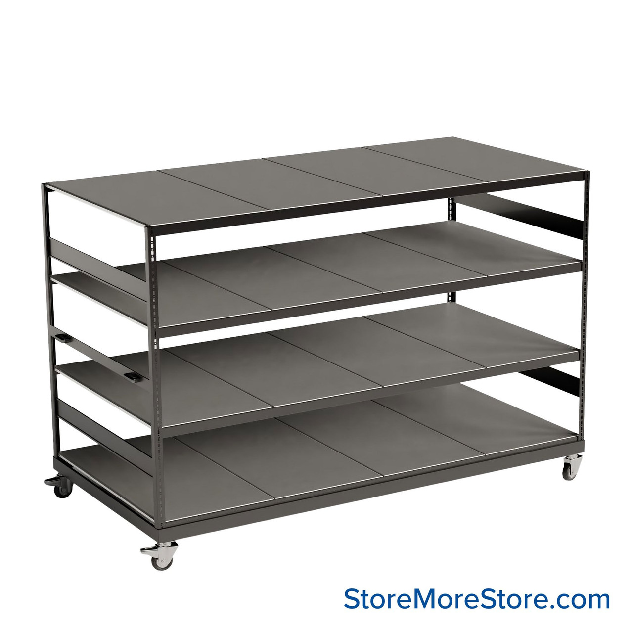 Heavy Duty Shelving on Wheels, 96" W x 48" D x 68.25" H, Steel Decking