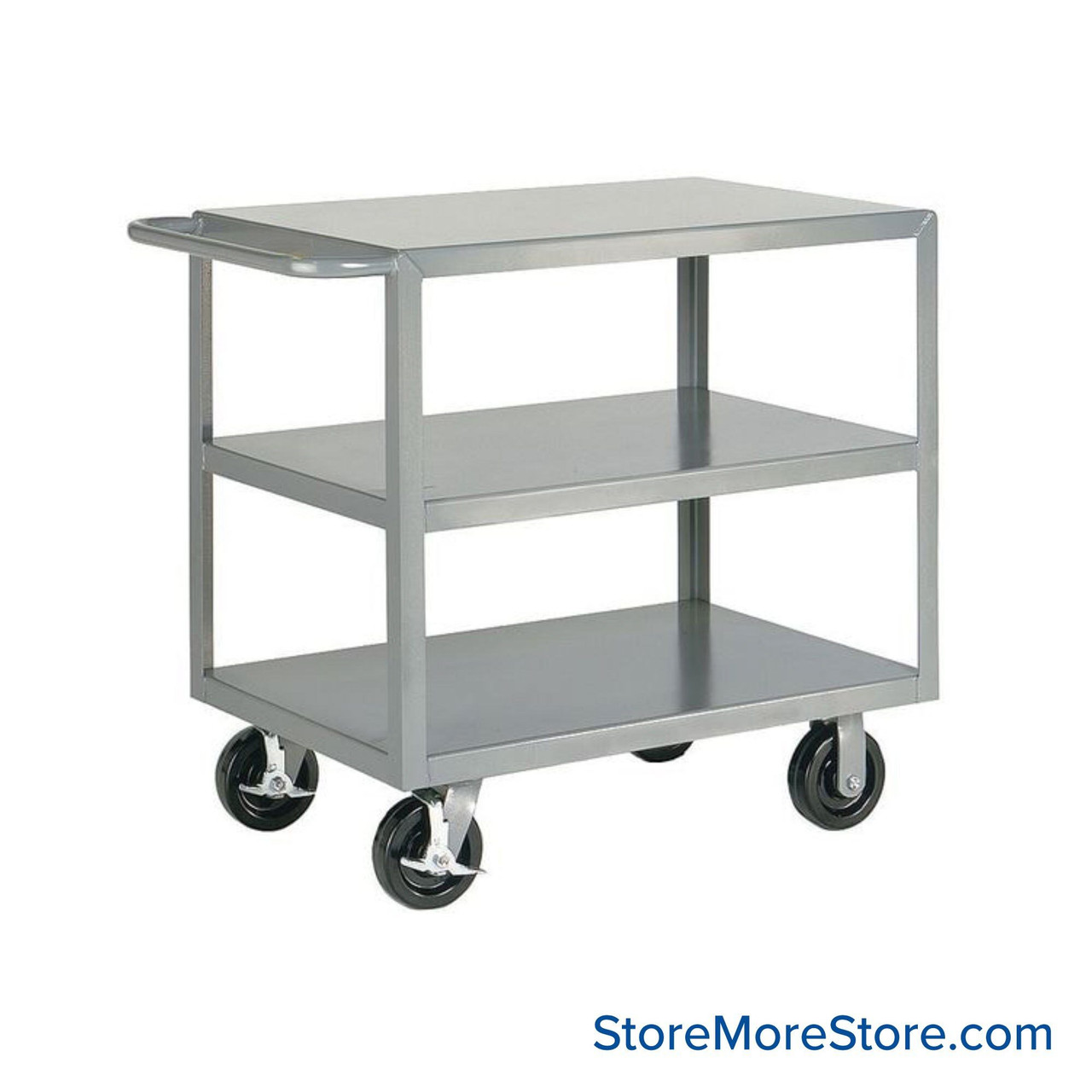 Heavy Duty Shelf Cart, 36" D x 36" H, Flush Shelves, Three Shelves