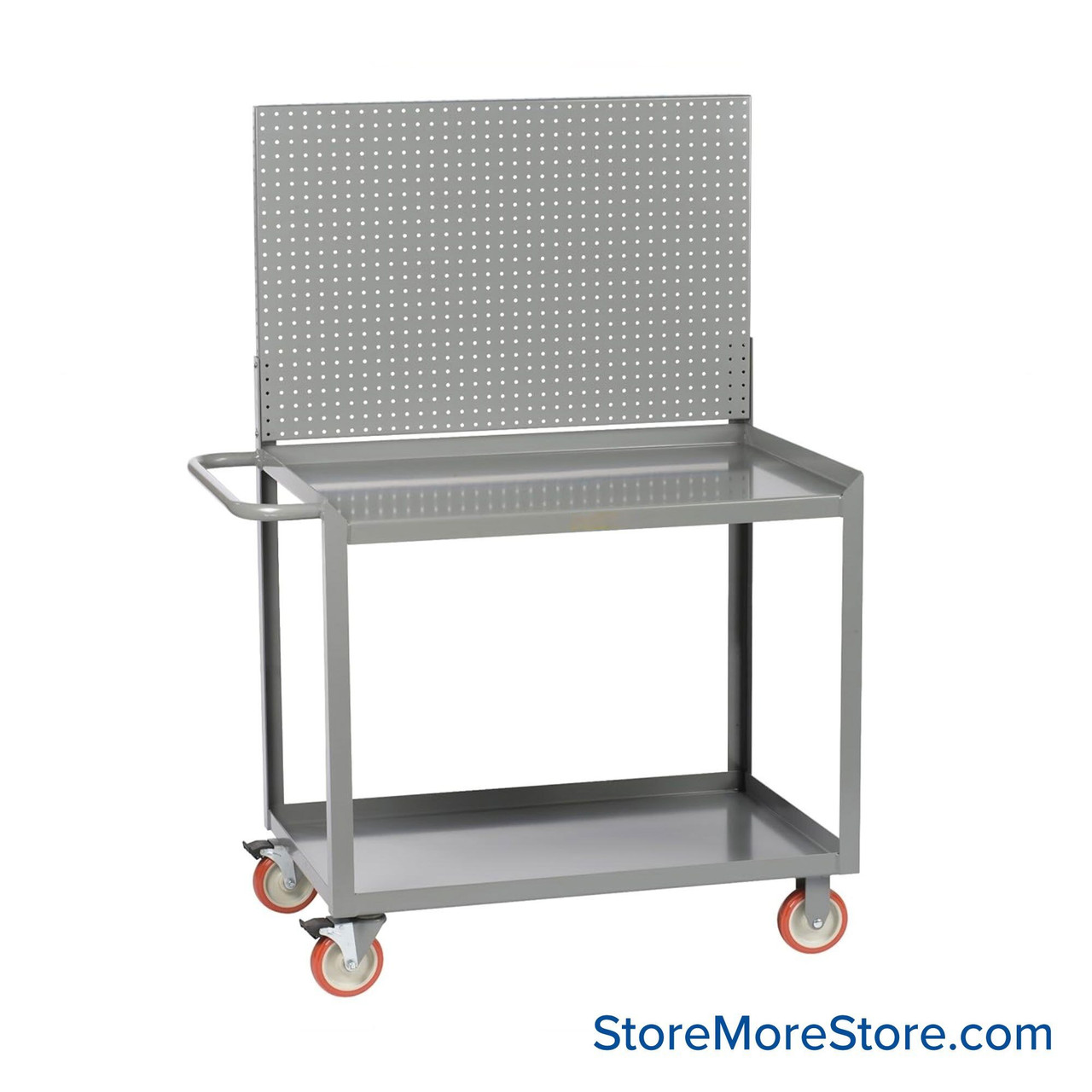 Heavy Duty Shelf Cart, 48" D x 34" H, Retaining Lip, Two Shelves With Louvered Panel
