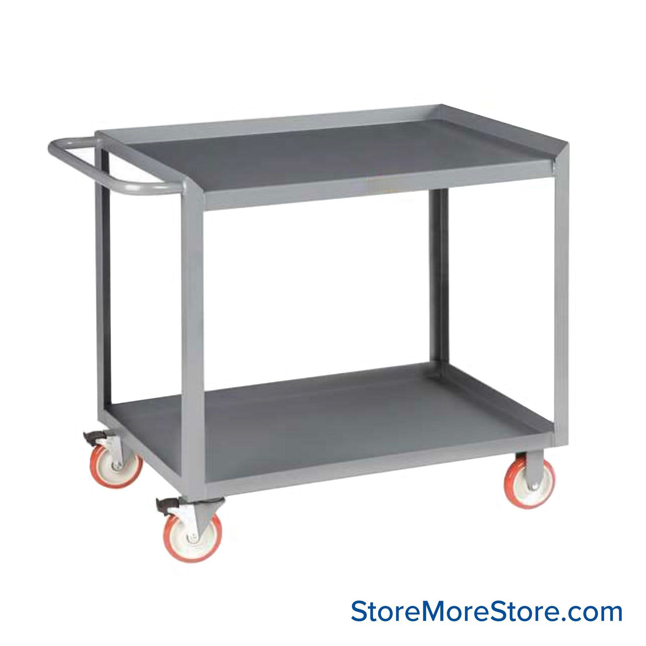 Heavy Duty Shelf Cart, 48" D x 34" H, Retaining Lip, Two Shelves