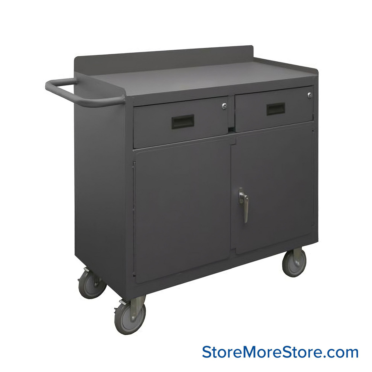 Workbench Cart, Steel with Back & End-stops, 2 Drawers