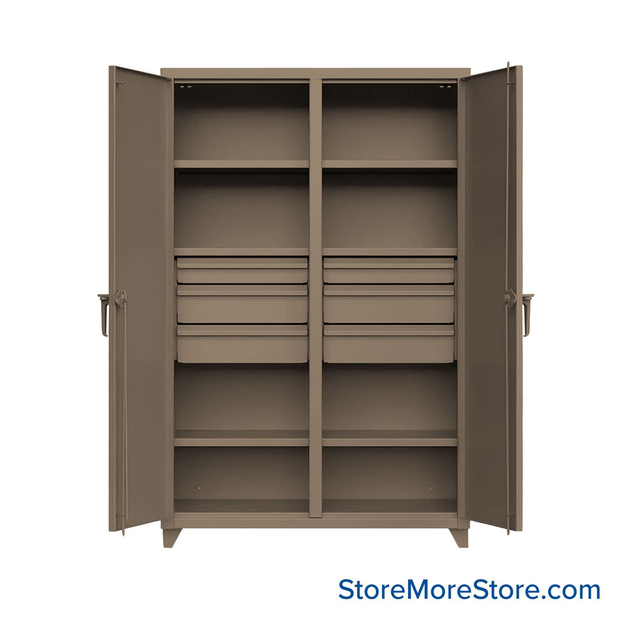 Industrial Cabinet, 60" W x 78" H, Exteme Duty 12-Gauge Steel, 6 Drawers Drawers, Padlock Hasp