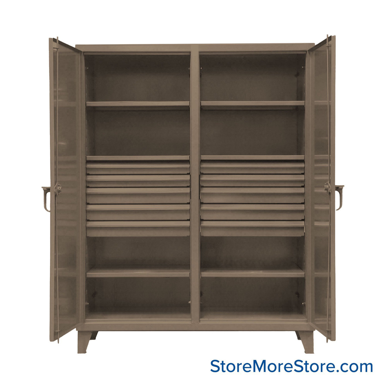 Industrial Cabinet, 60" W x 78" H, Exteme Duty 12-Gauge Steel, 10 Drawers Drawers, Advanced Digital Lock