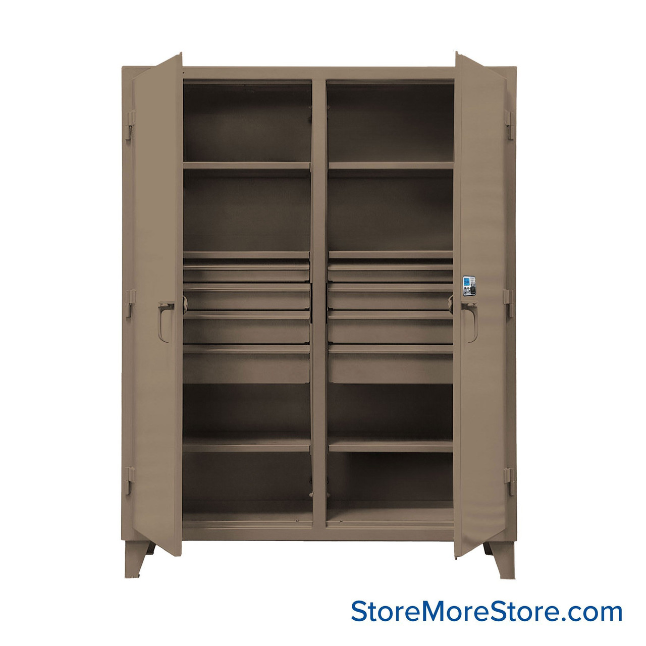 Industrial Cabinet, 60" W x 78" H, Exteme Duty 12-Gauge Steel, 8 Drawers Drawers, Advanced Digital Lock